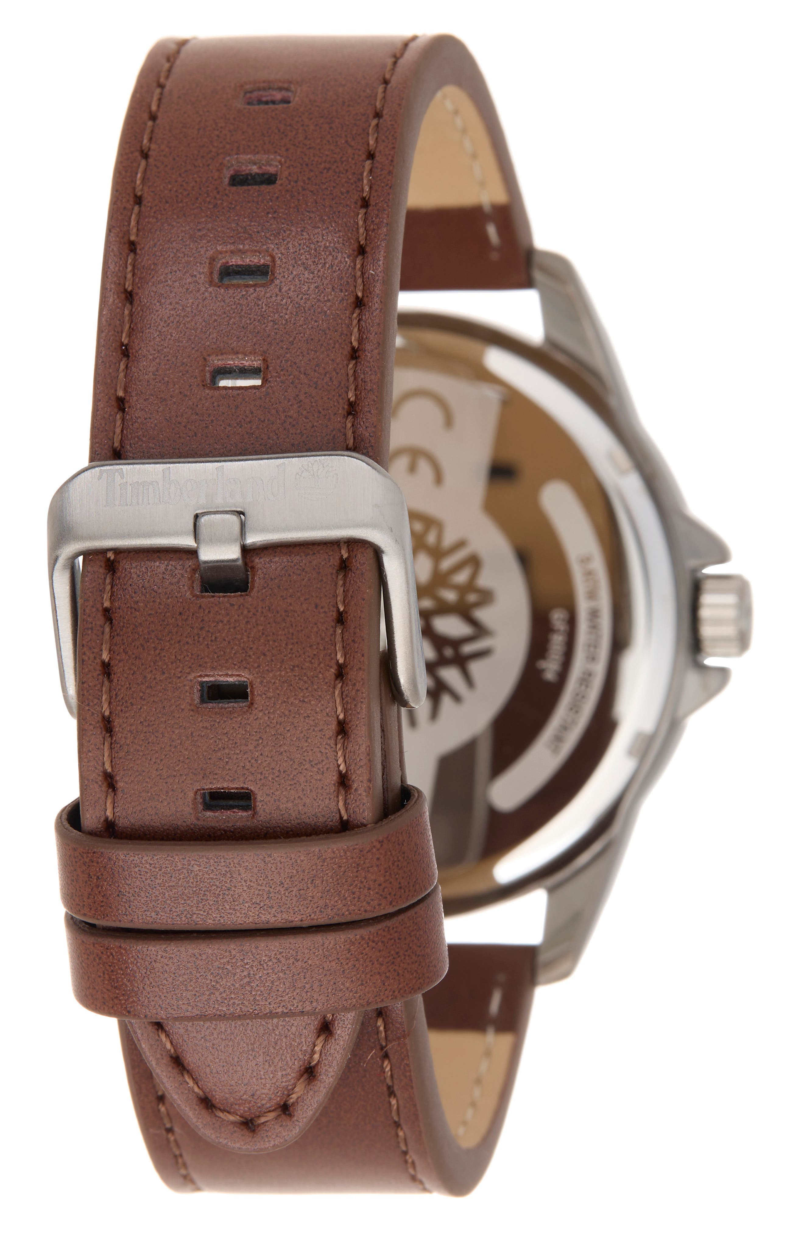 Timberland Dress Sport Quartz Chronograph Leather Strap Watch, 45mm