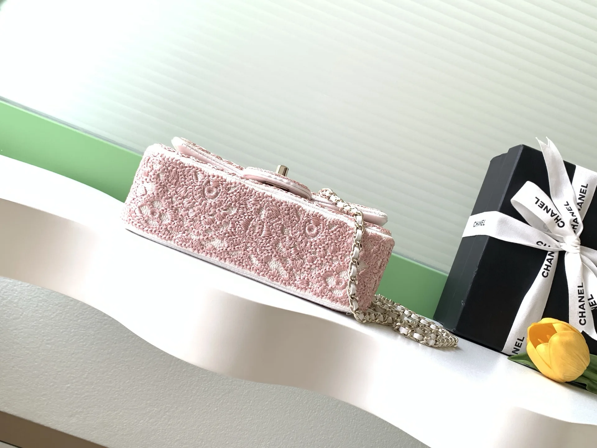 Chanel Pink Woven Leather Crossbody Bag product photo from LabelPicks