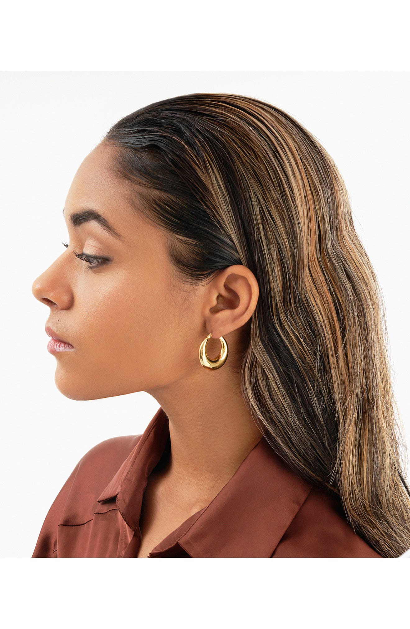 Sterling Forever 14K Gold Vermeil Graduated Tube Hoop Earrings