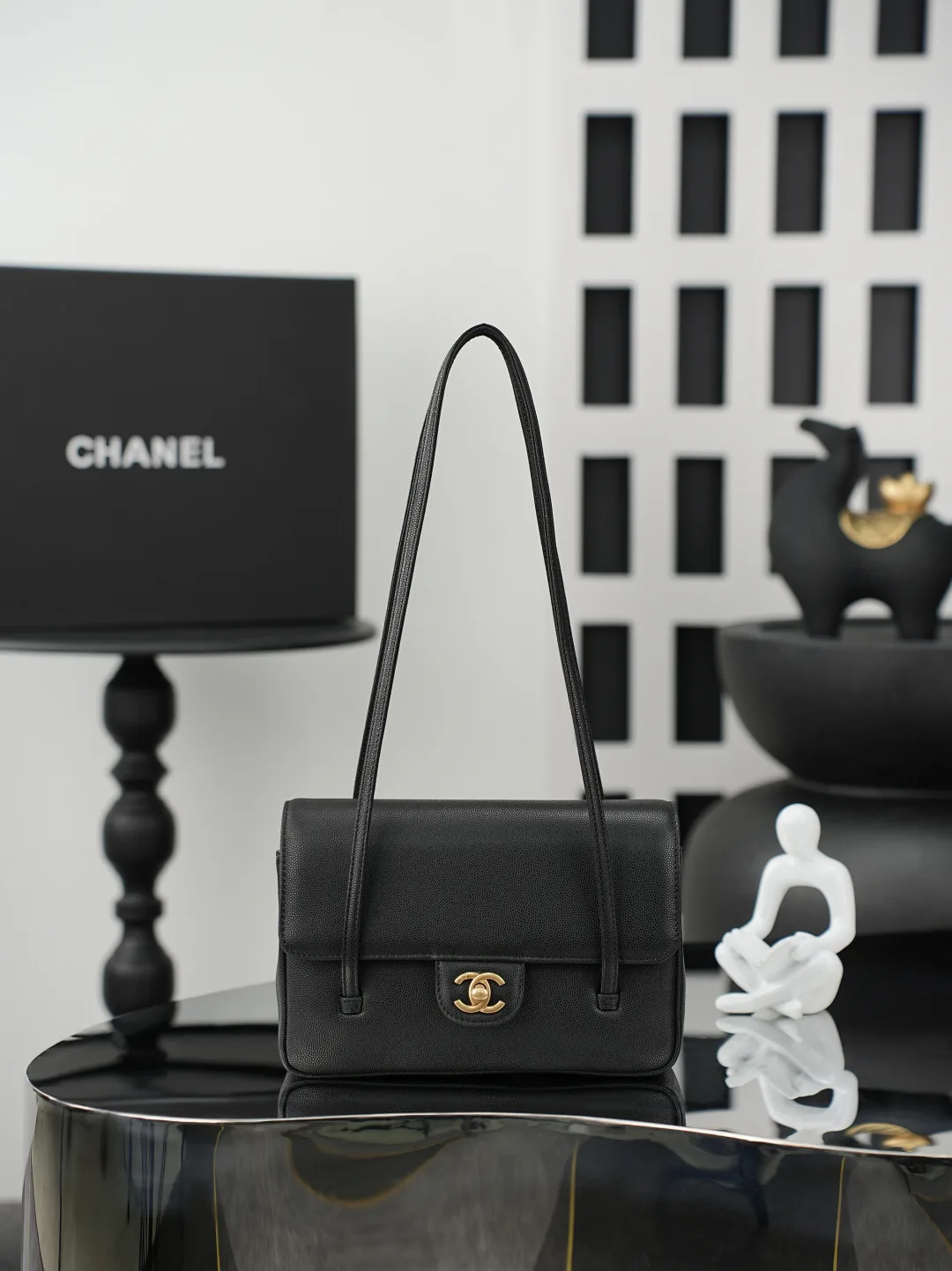 Chanel Black Grained Leather Shoulder Bag product photo from LabelPicks