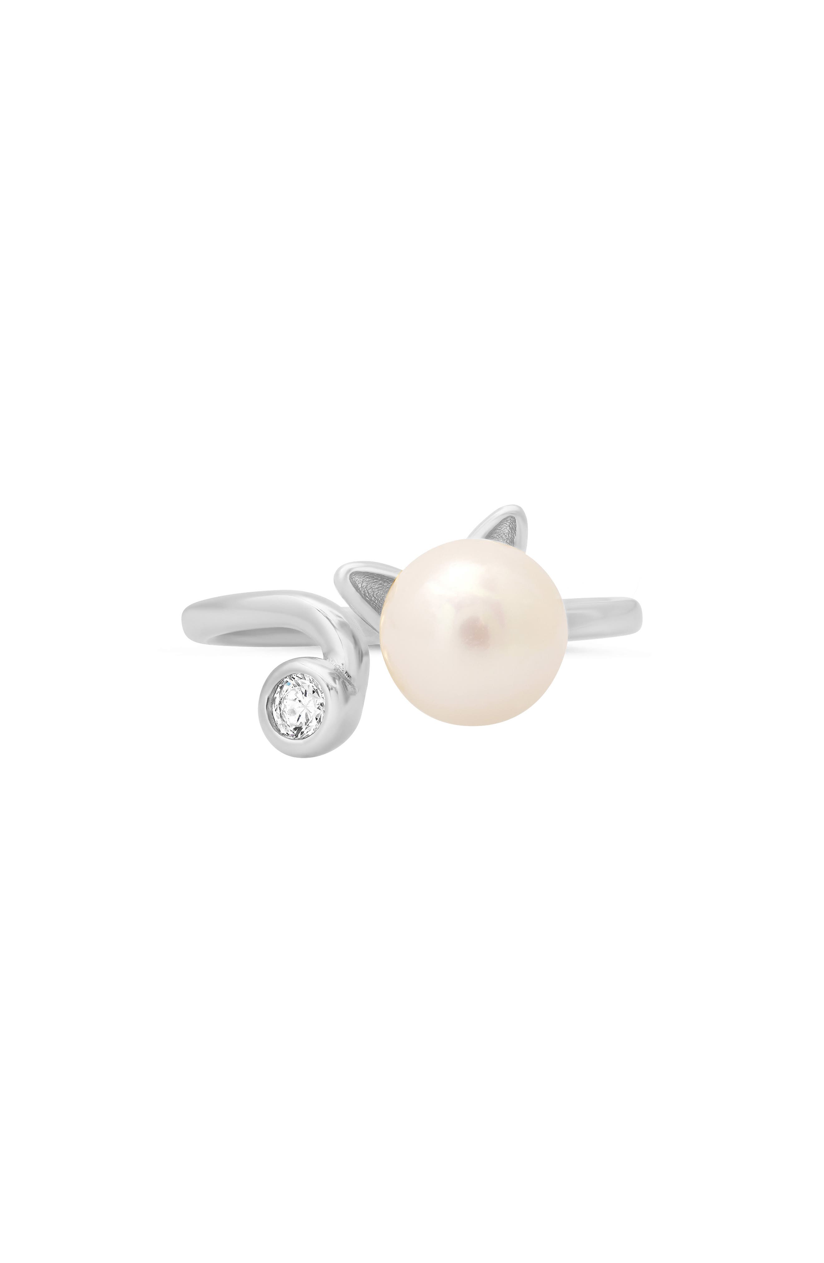 Queen Jewels CZ & Imitation Pearl Cat Ring