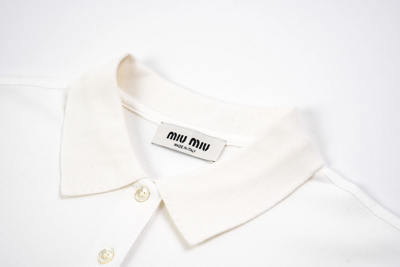 Miu Miu White Logo Embroidered Long Sleeve Polo Shirt product photo from LabelPicks