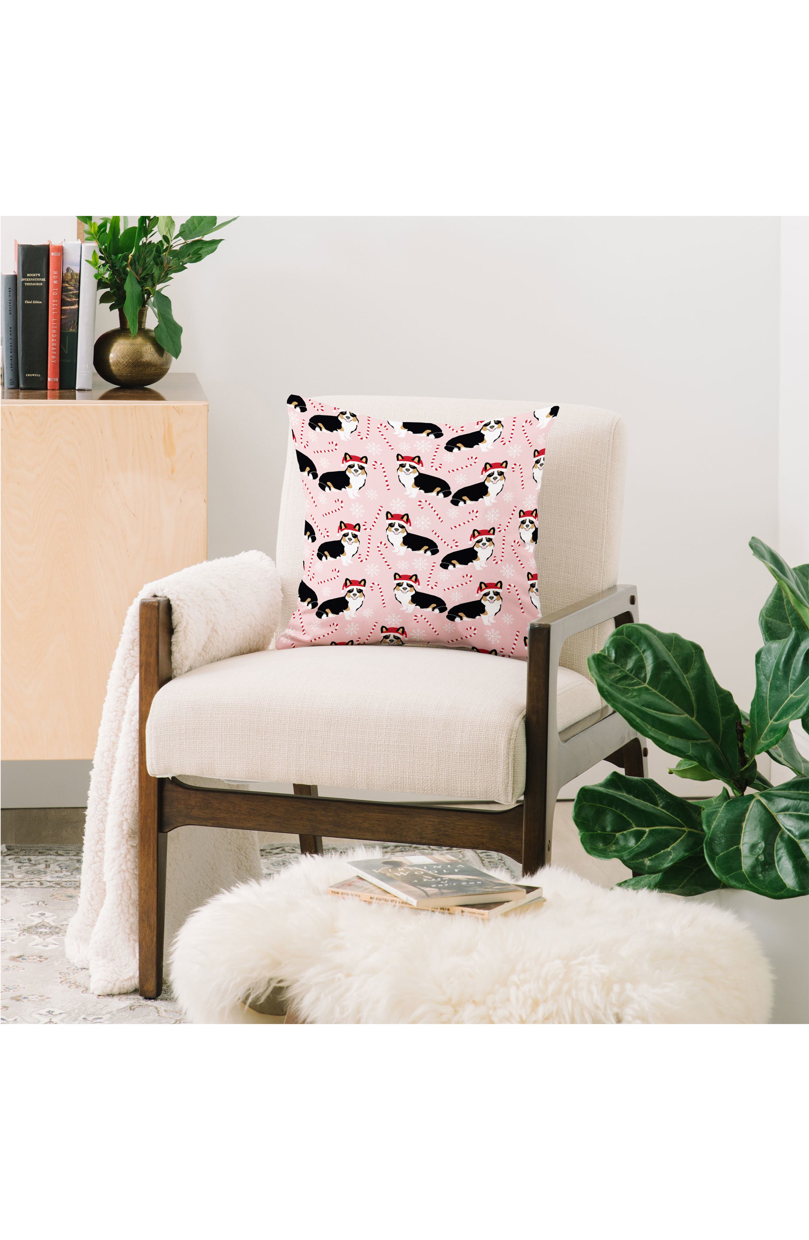 Deny Designs Petfriendly Tricolored Welsh Corgi Throw Pillow