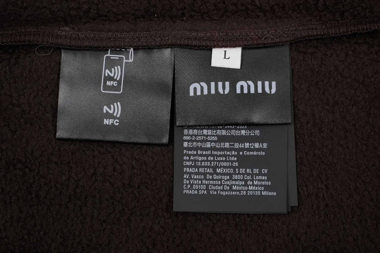 Miu Miu Brown Logo Fleece Stand Collar Jacket product photo from LabelPicks