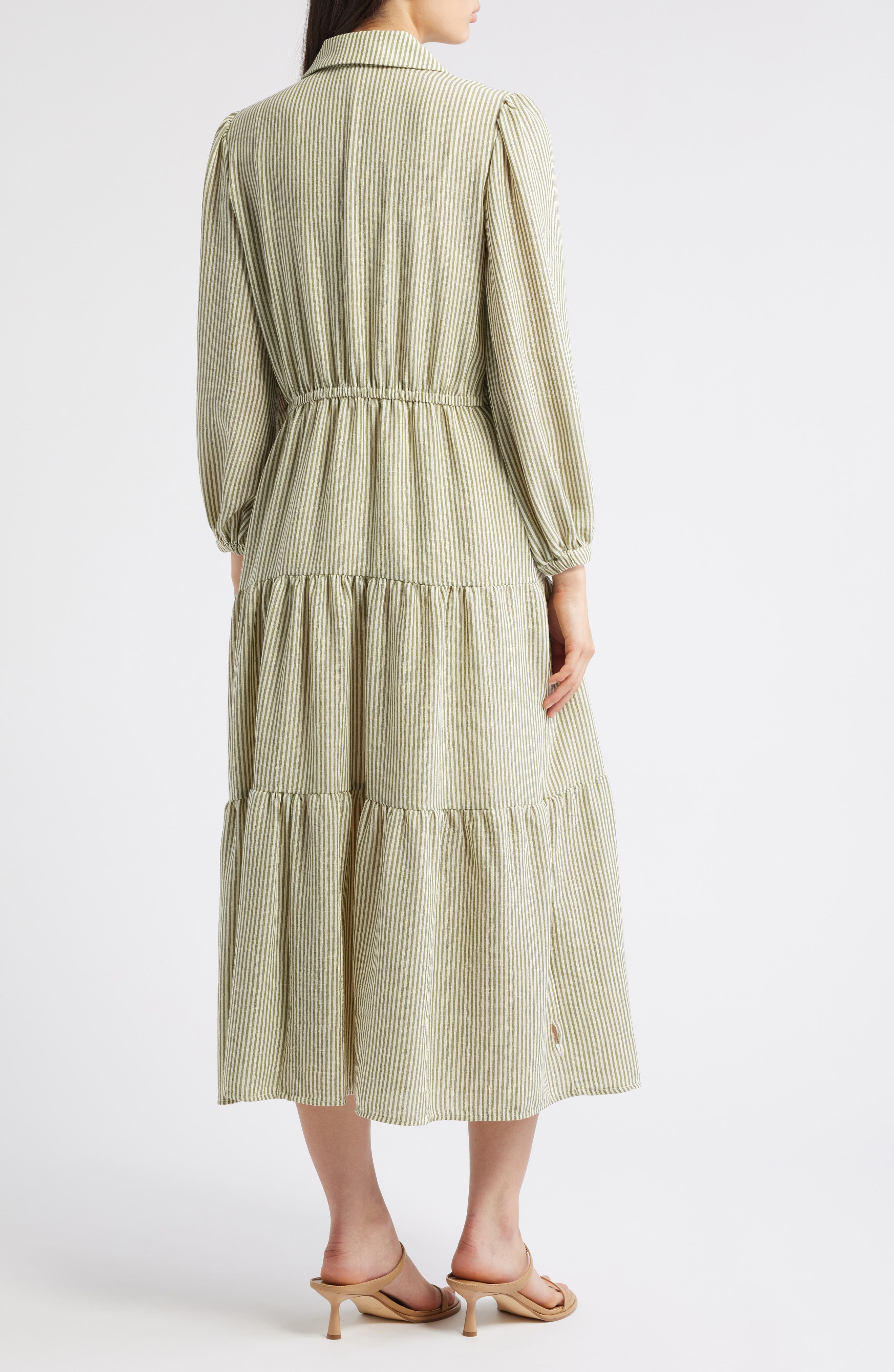 Julia Jordan Stripe Bracelet Sleeve Button-Up Shirtdress