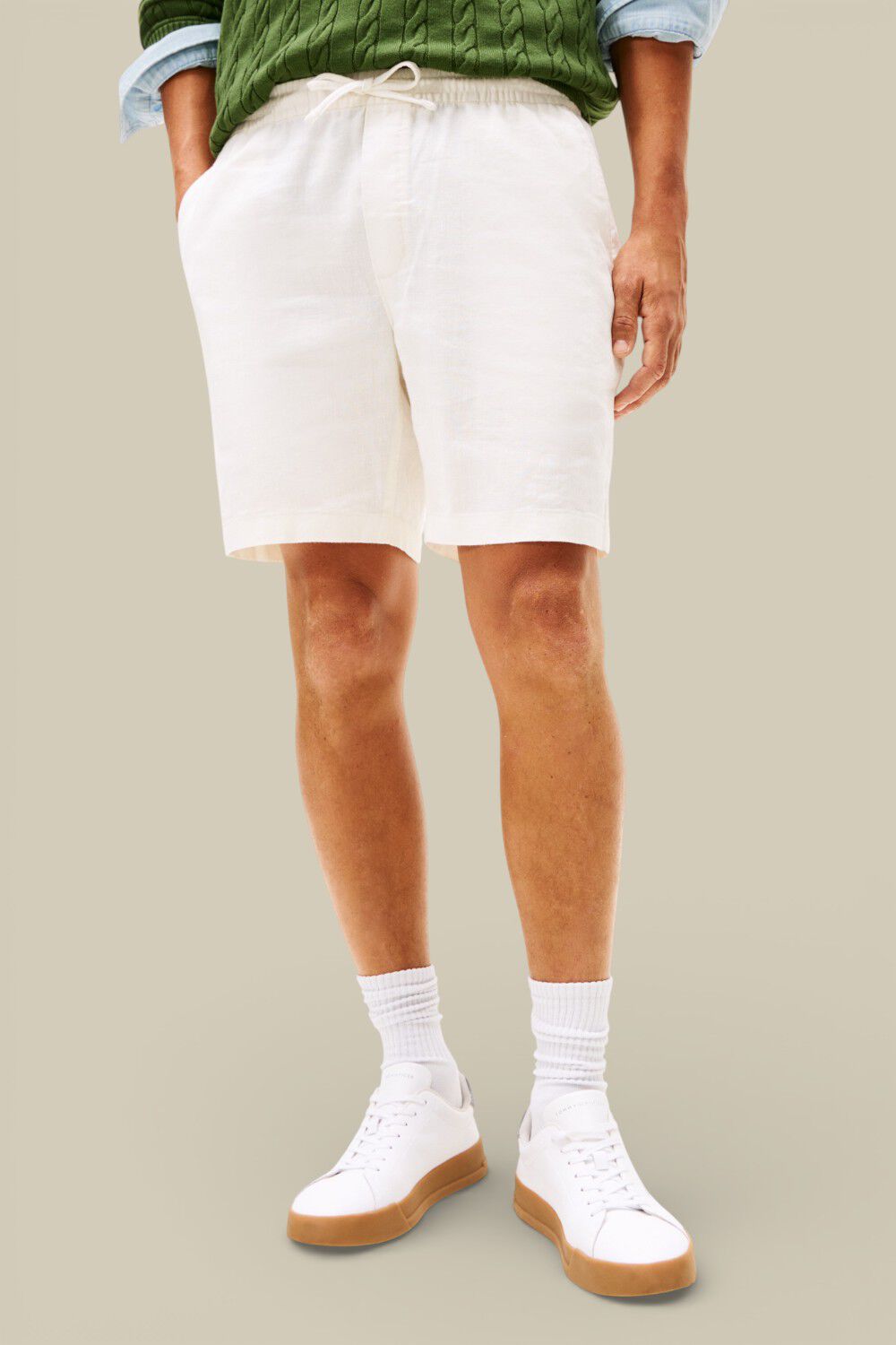 TOMMY HILFIGER מכנסי פשתן קצרים