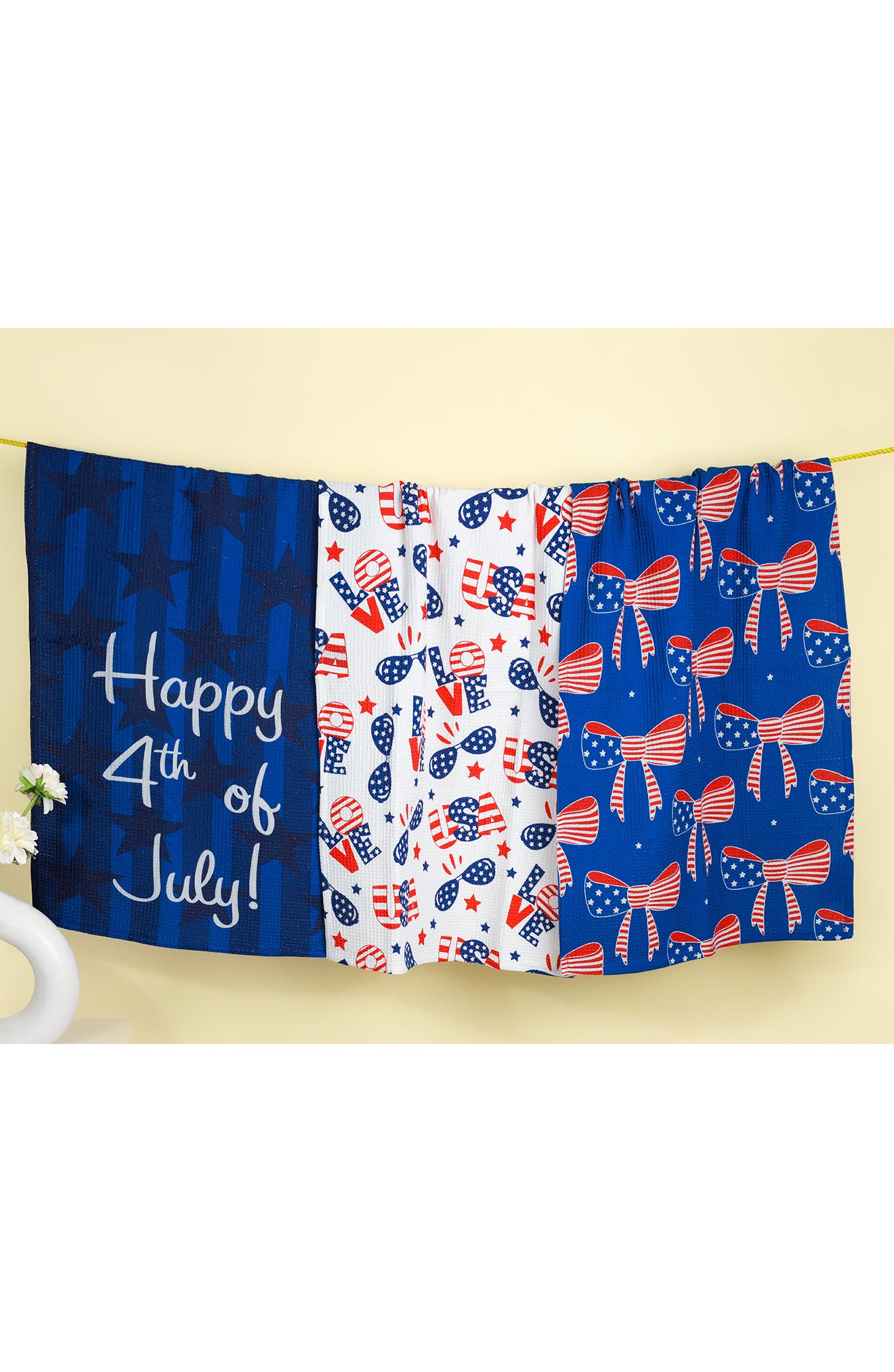 Tiramisu All-American Style Set of 3 Cotton Waffle Kitchen Towels