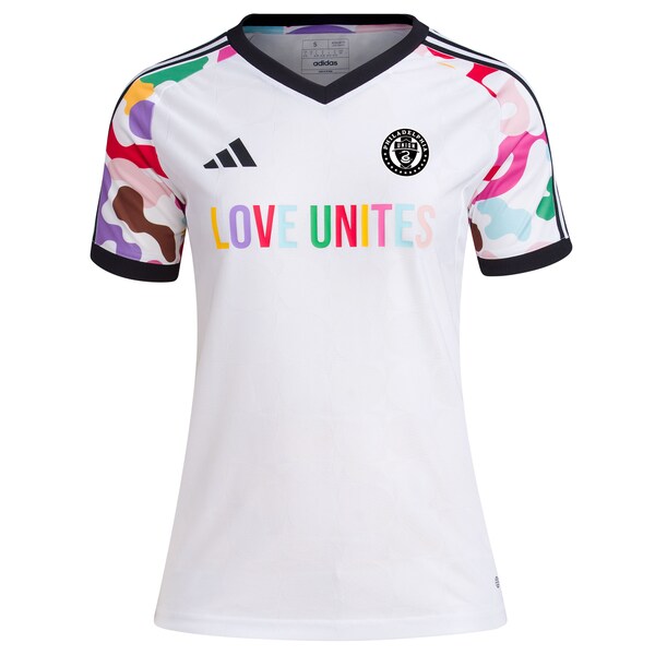 Philadelphia Union adidas Women's 2024 Pride Pre-Match Top - White