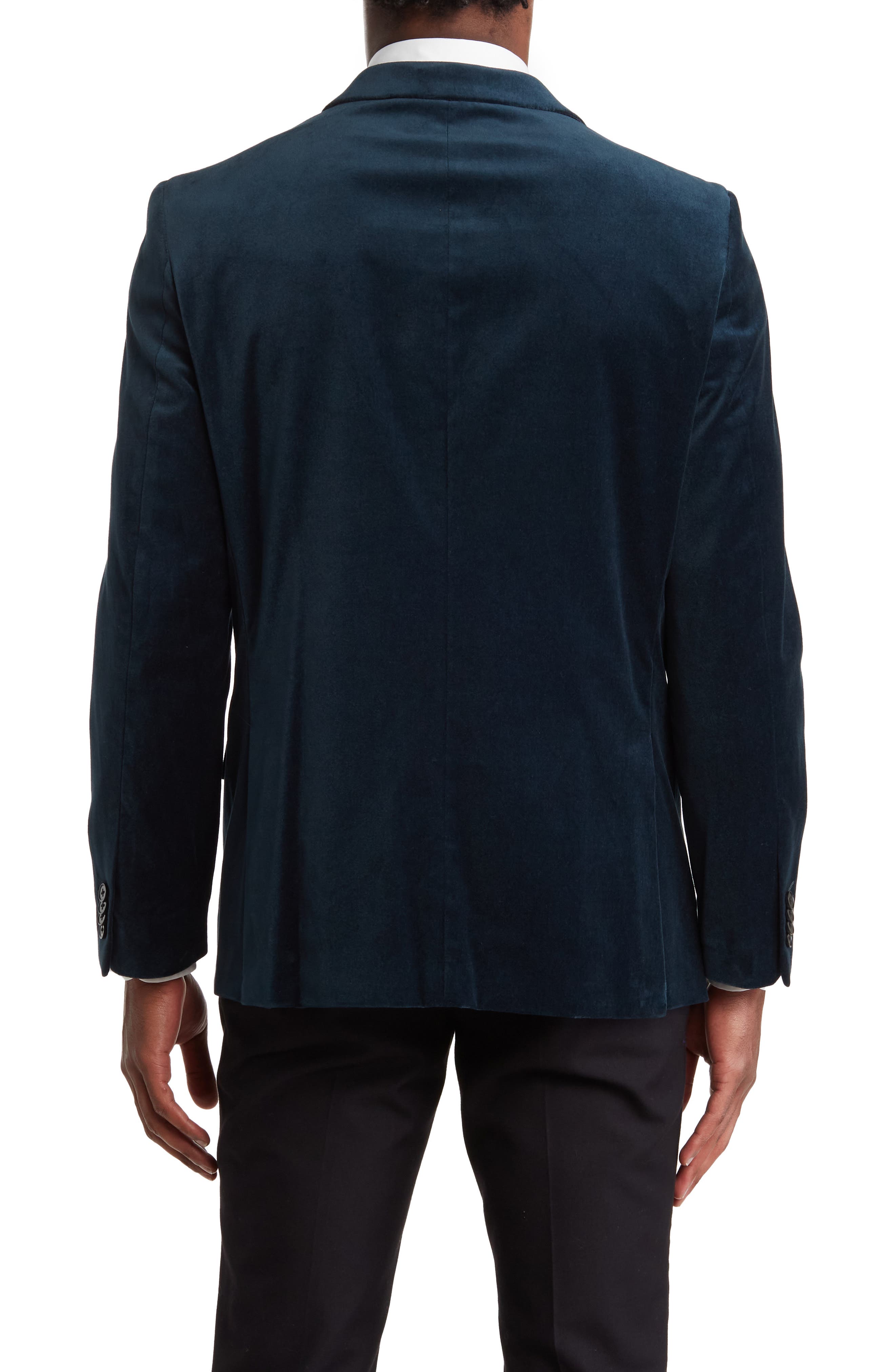 SAVILE ROW CO Deep Sea Peak Lapel Velvet Blazer
