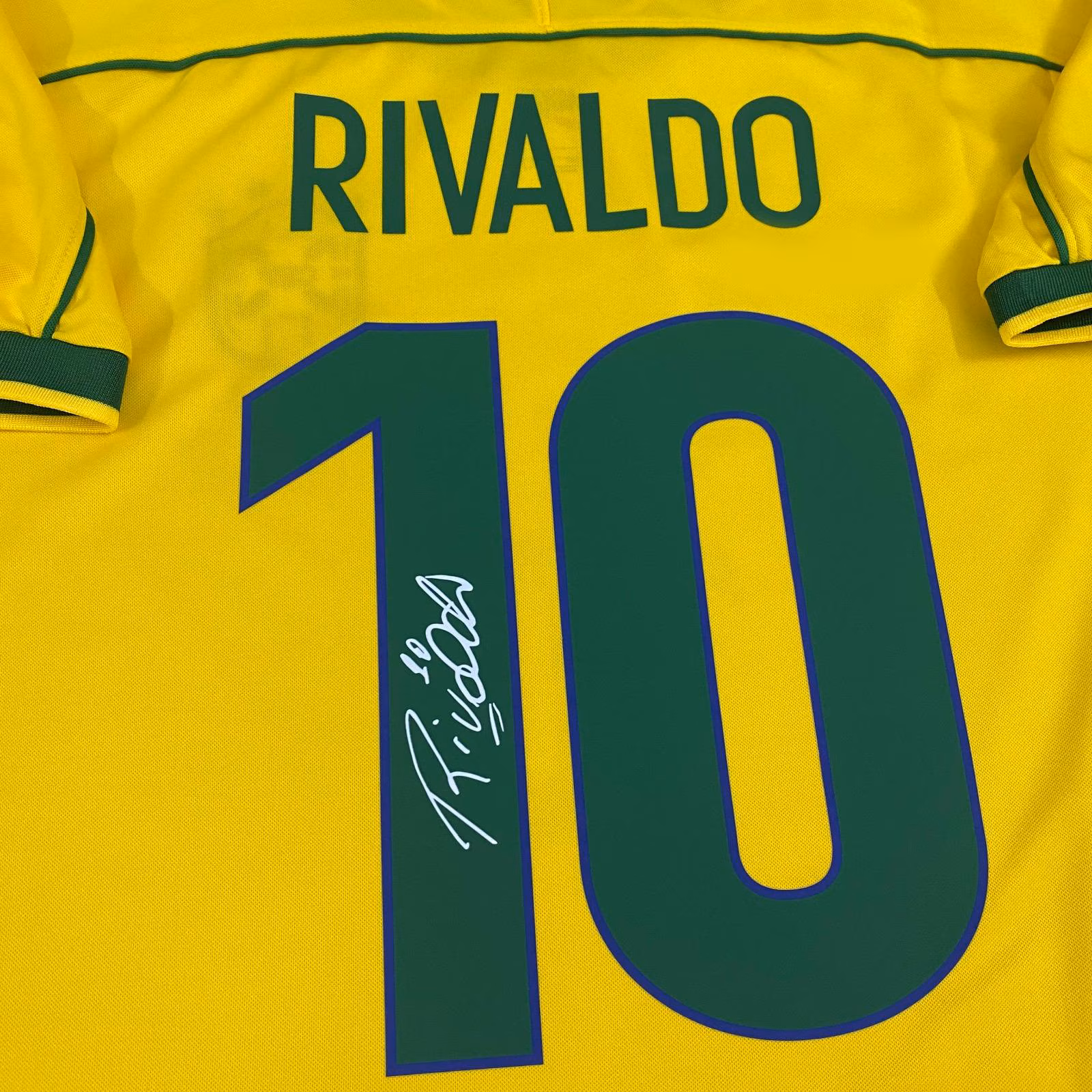 Rivaldo SIGNED Brazil 97/98 World Cup Home Jersey/Shirt - COA - Retro 1998