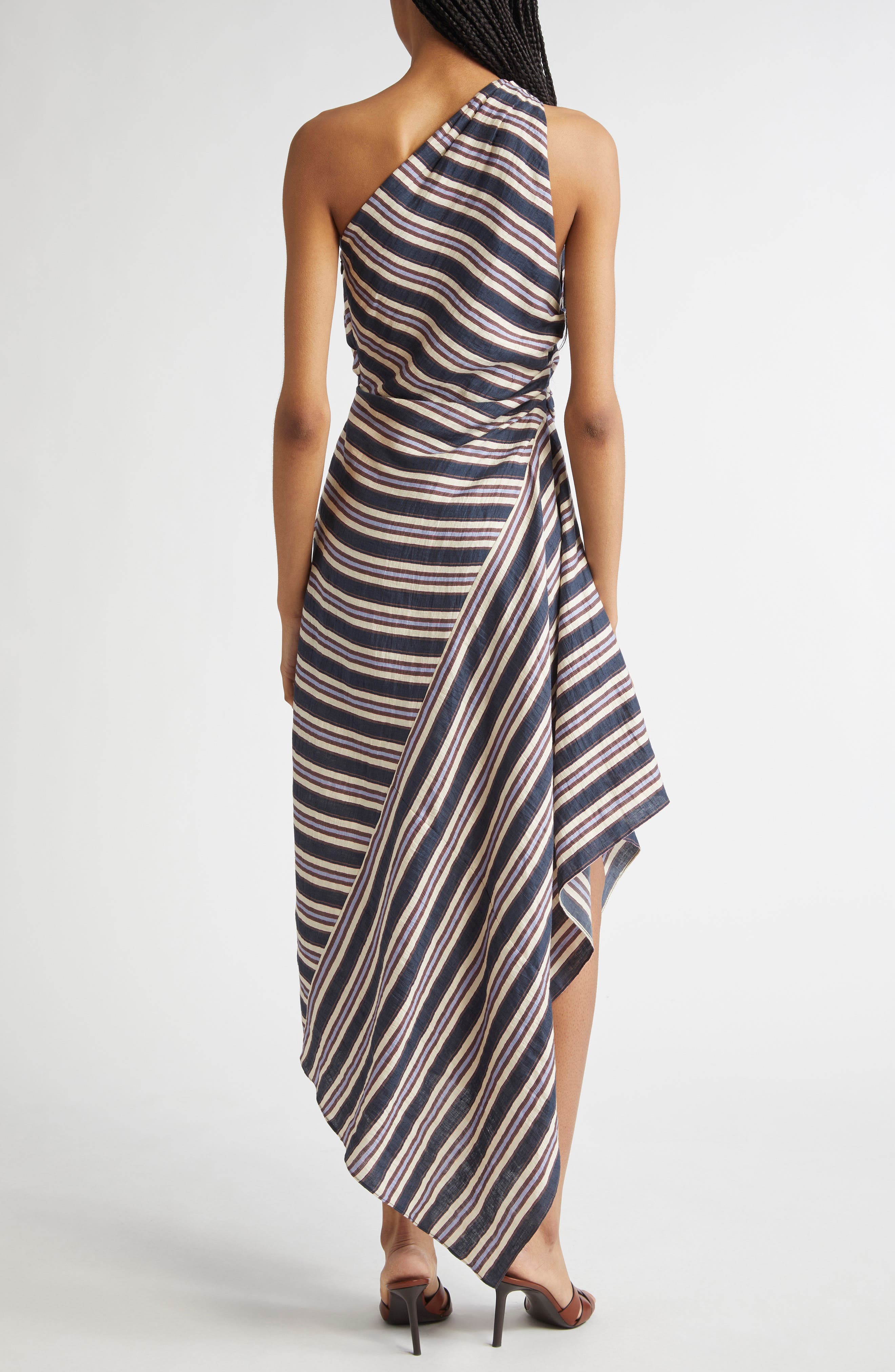 A.L.C. Lyn Stripe One-Shoulder Linen Blend Sundress