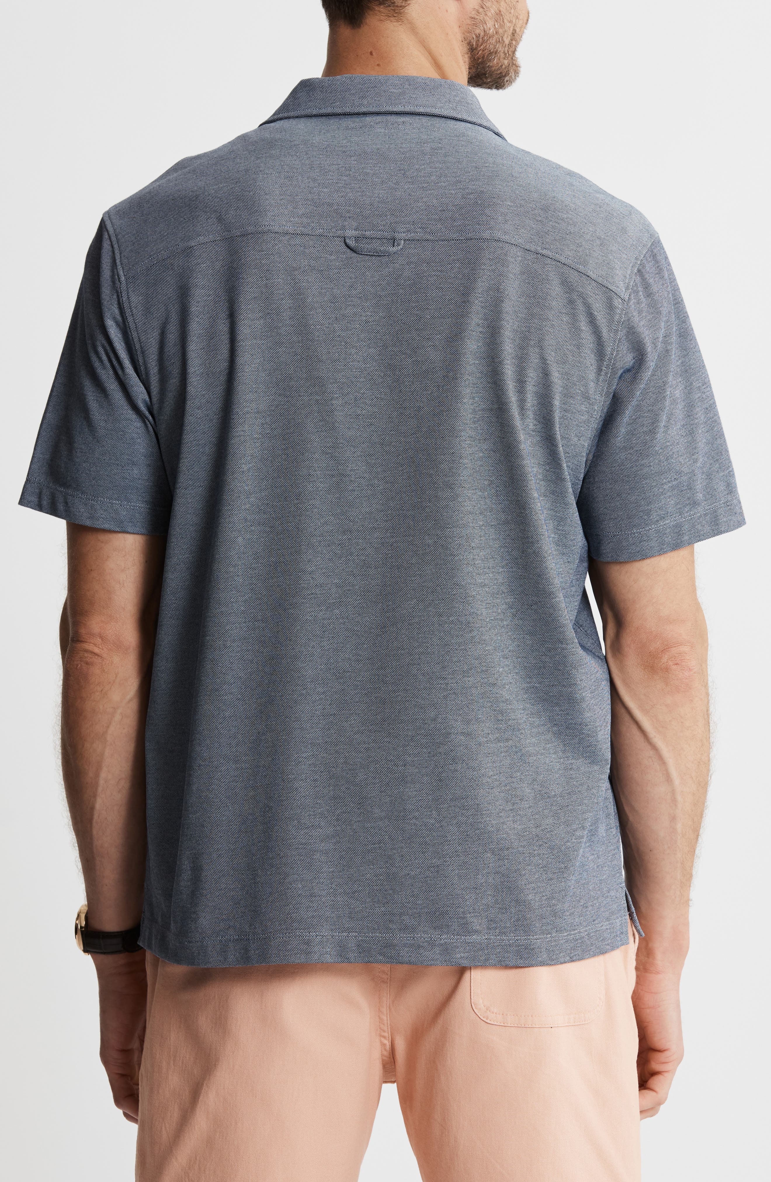 JACHS Short Sleeve Knit Oxford Button-Up Shirt