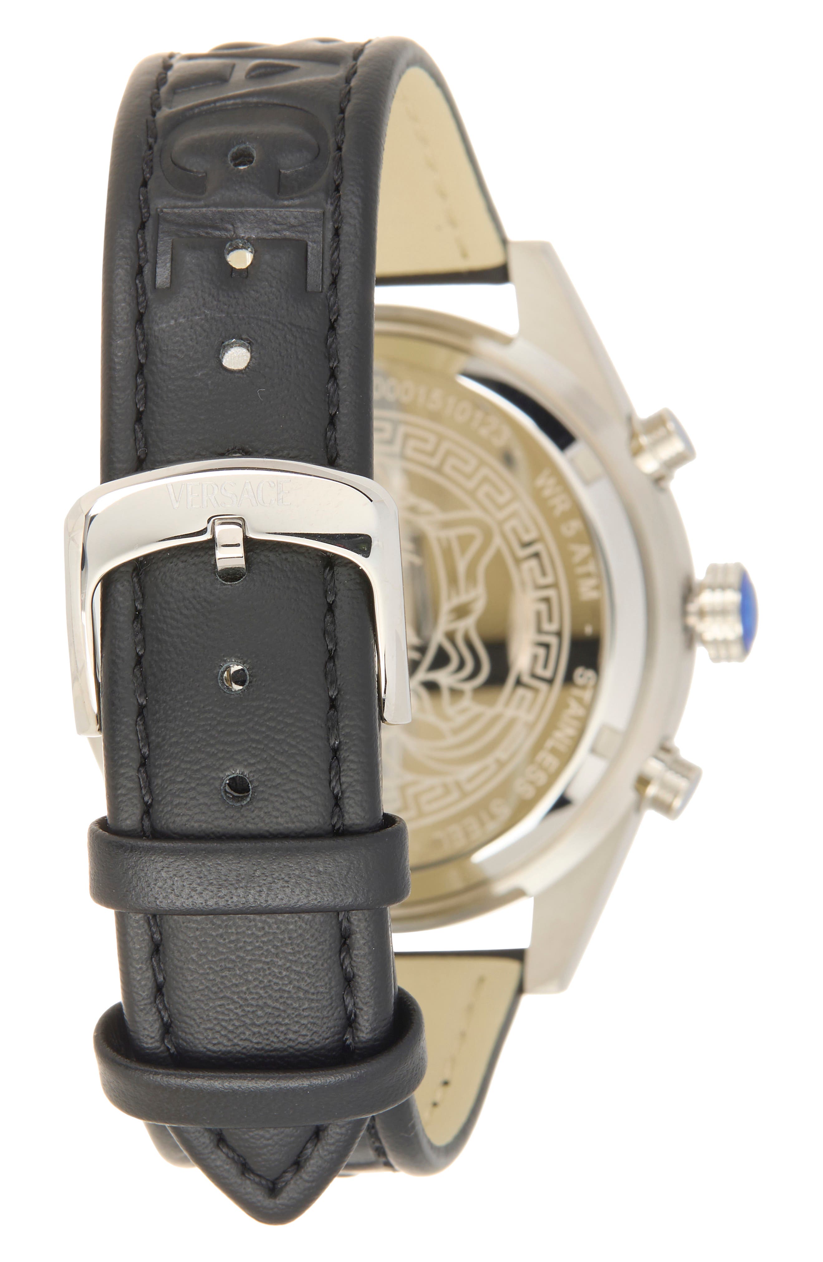 Versace Athletic Chrono Leather Strap Watch, 44mm