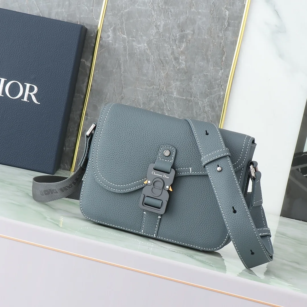 Dior Grey Saddle Grained Leather Saddle Bag product photo from LabelPicks