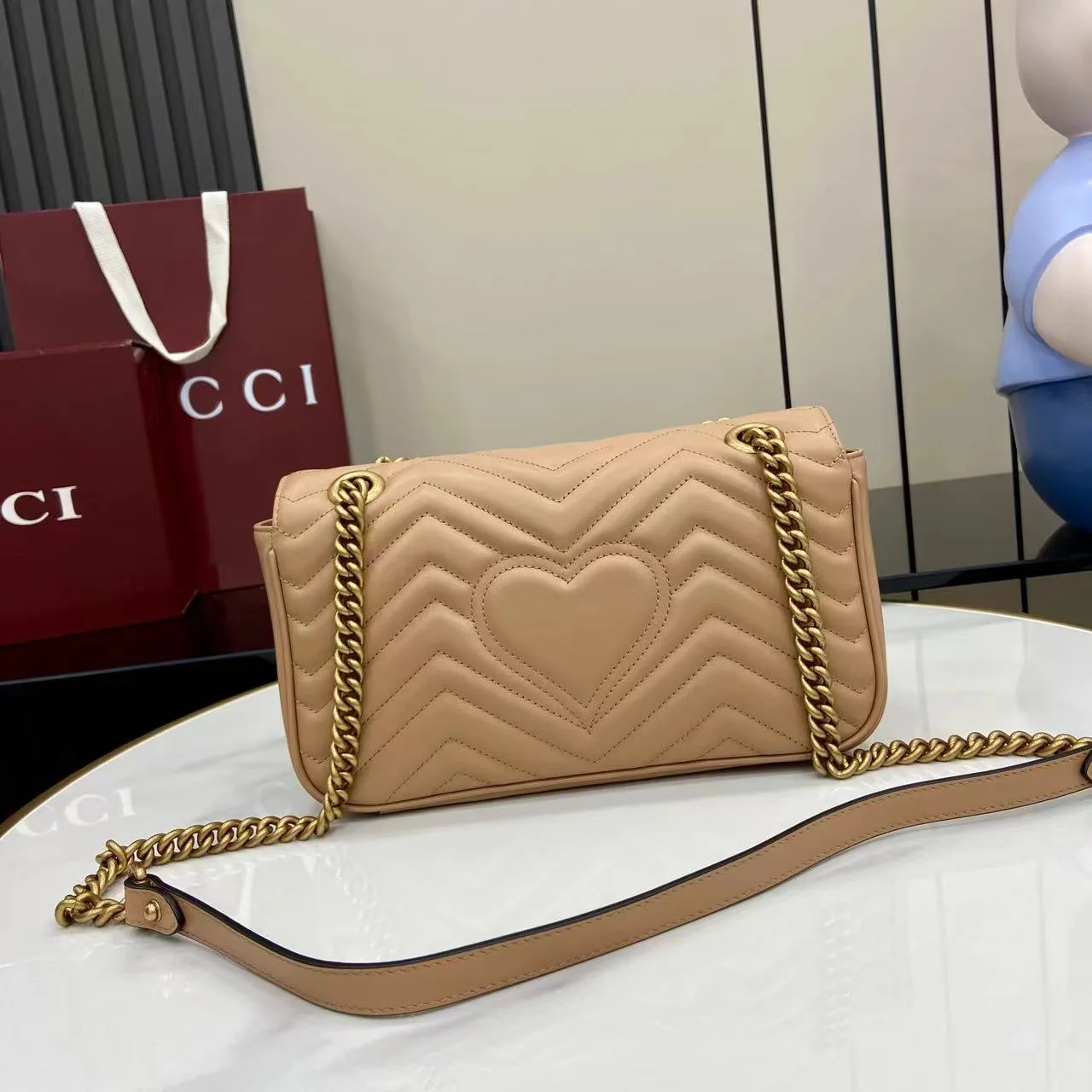 Gucci Marmont Beige GG Supreme Canvas Shoulder Bag product photo from LabelPicks