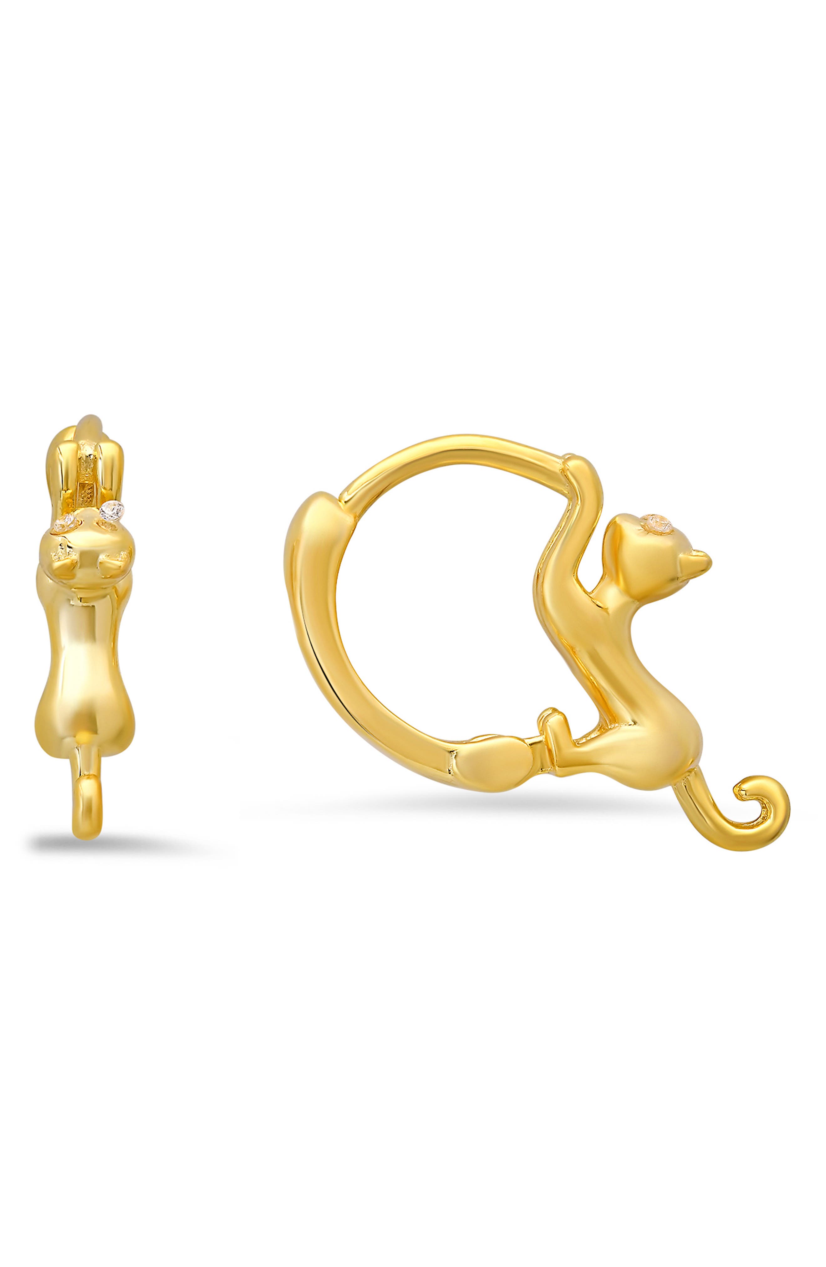 Queen Jewels Dangling Kitty Hoop Earrings