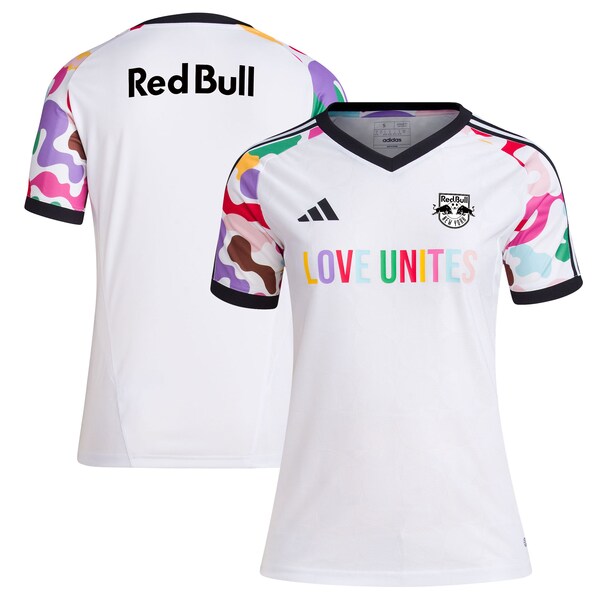 New York Red Bulls adidas Women's 2024 Pride Pre-Match Top - White
