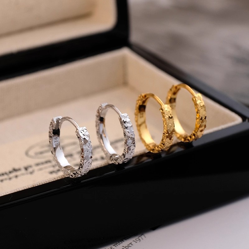 925 sterling silver ice crystal earrings, ultra-shiny minimalist hoop earrings, trendy ins-style, light luxury, high-end round earrings