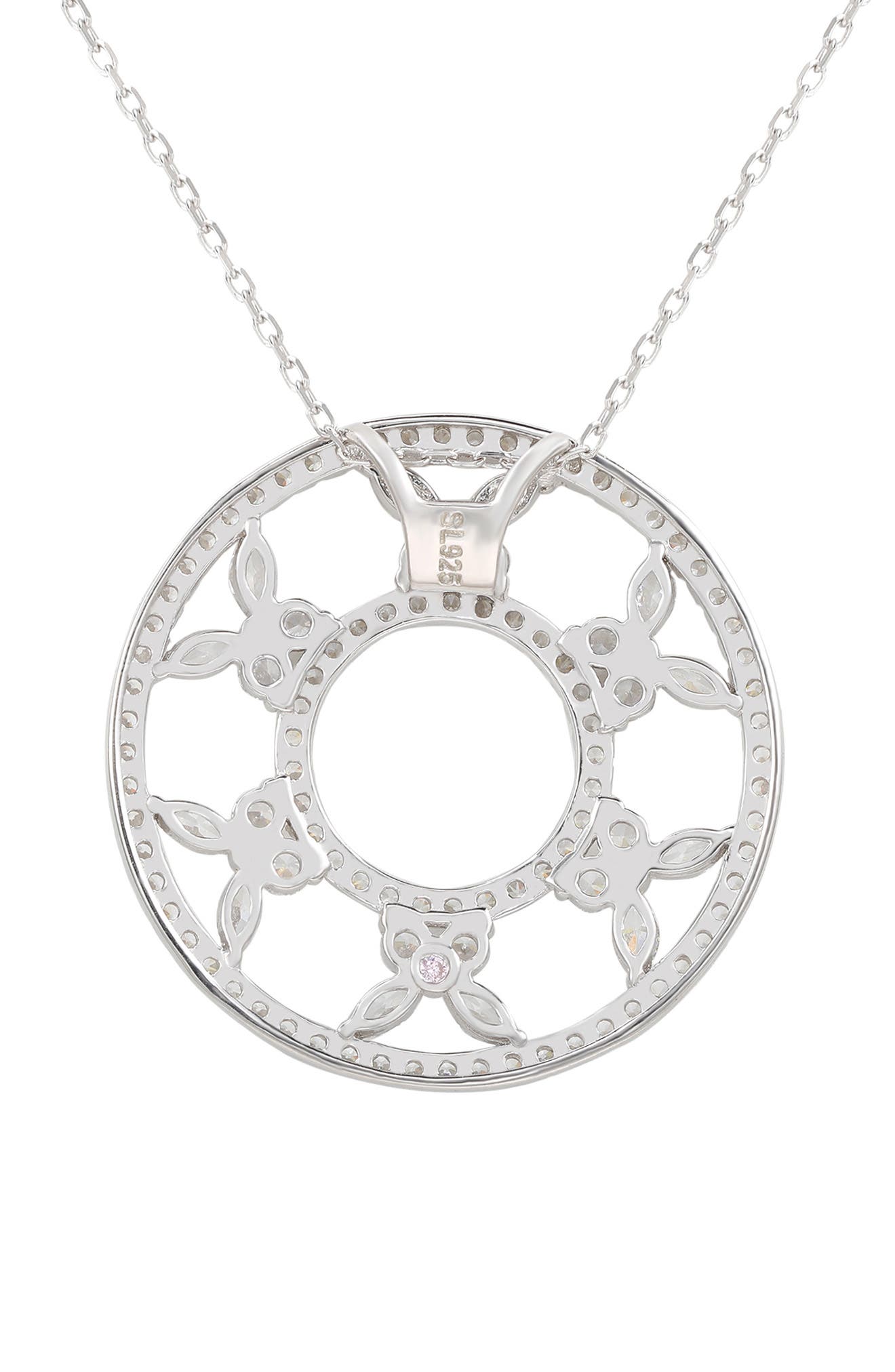 SUZY LEVIAN Sterling Silver Cubic Zirconia Circle Butterfly Necklace