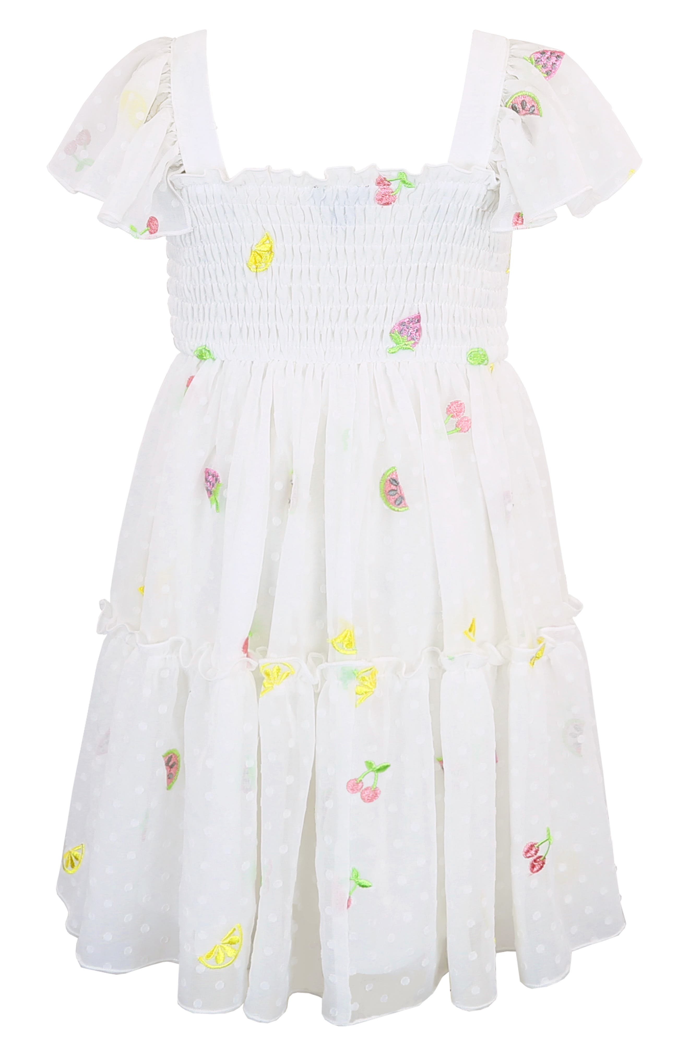 Zunie Kids' Fruit Embroidered Smocked Dress