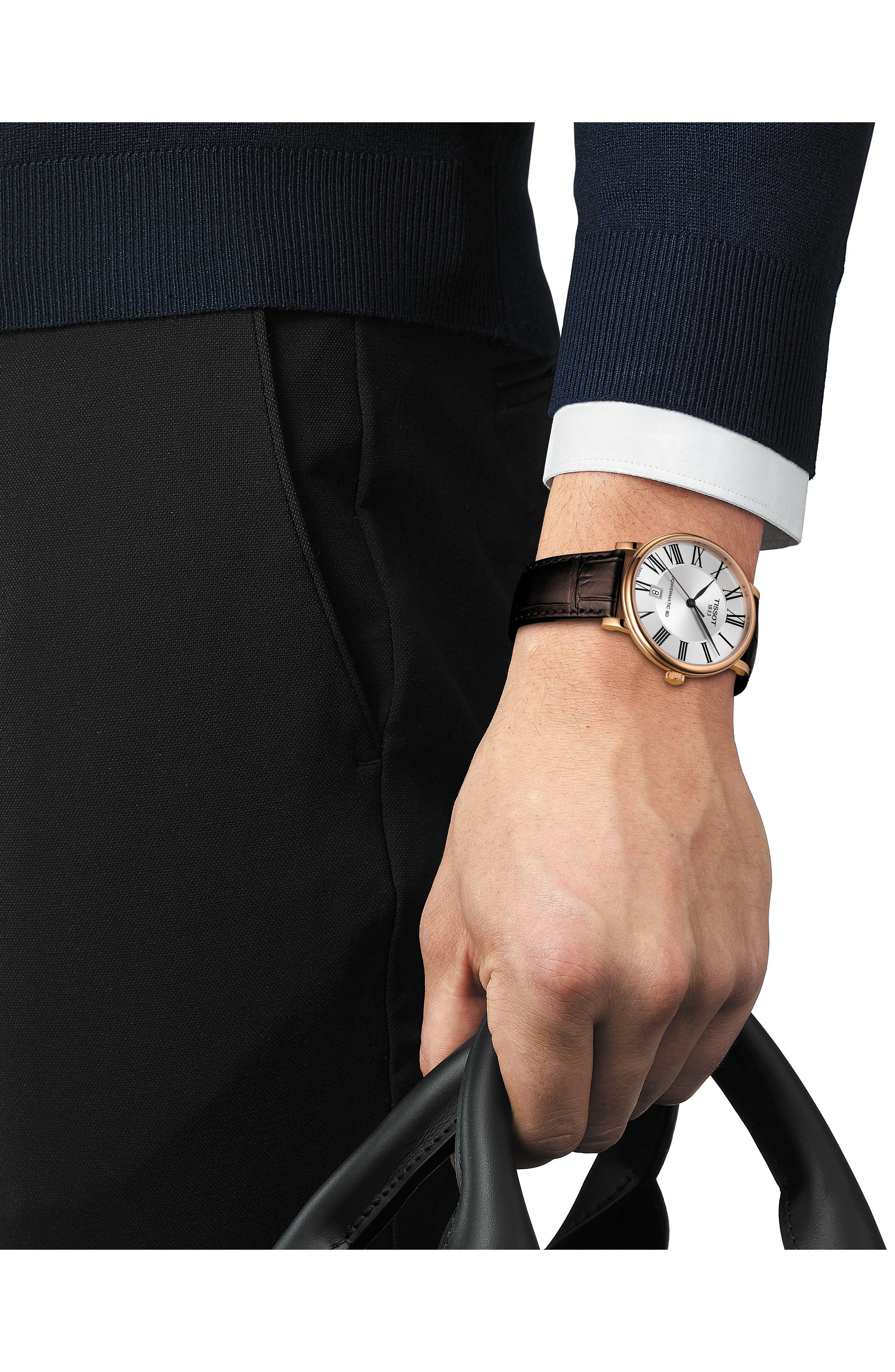 Tissot T-Classic Carson Powermatic 80 Leather Strap Watch, 40mm