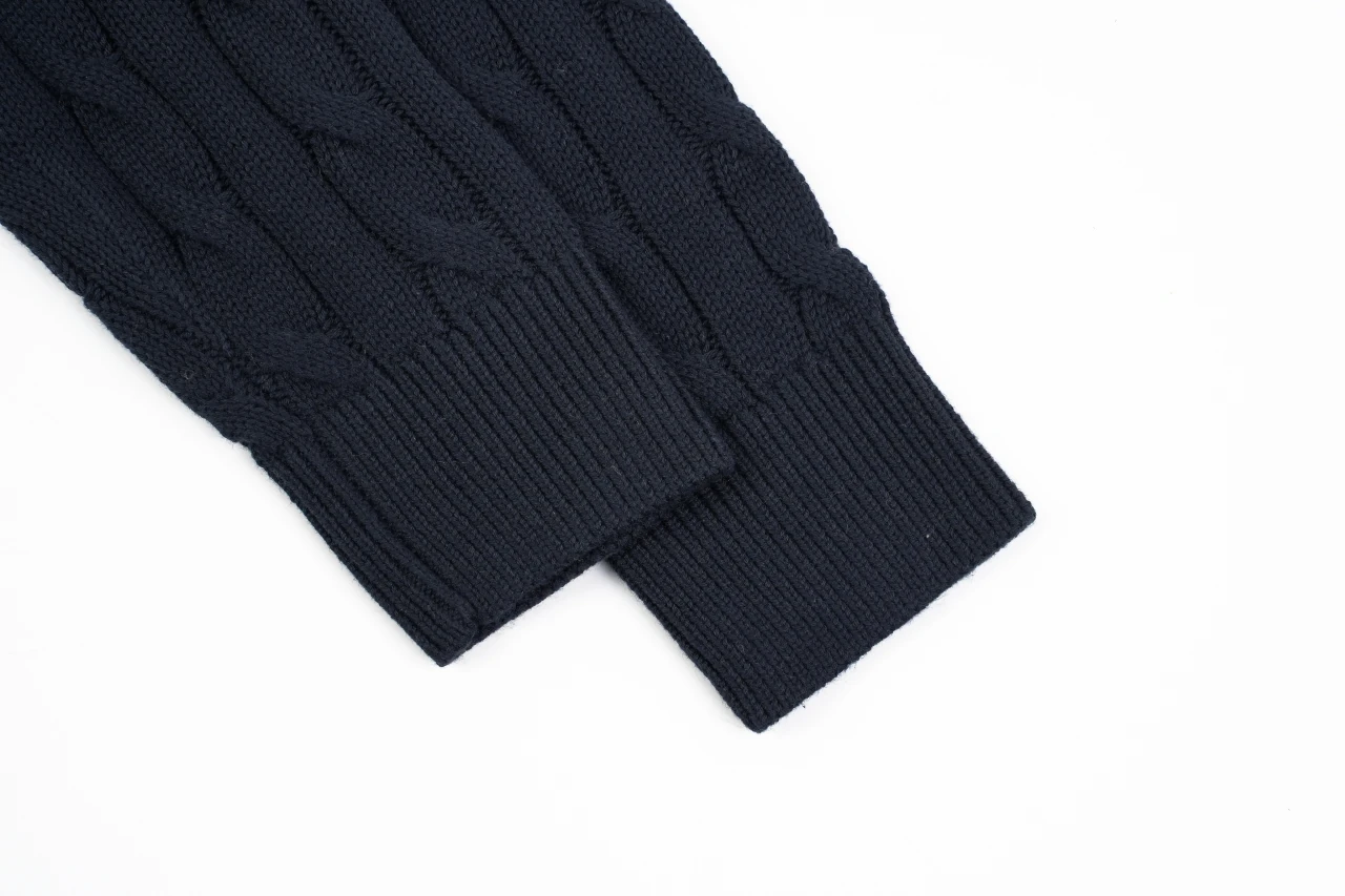 Ralph Lauren Navy Pony Embroidered Cable Knit Long Sleeve Polo Sweater product photo from LabelPicks