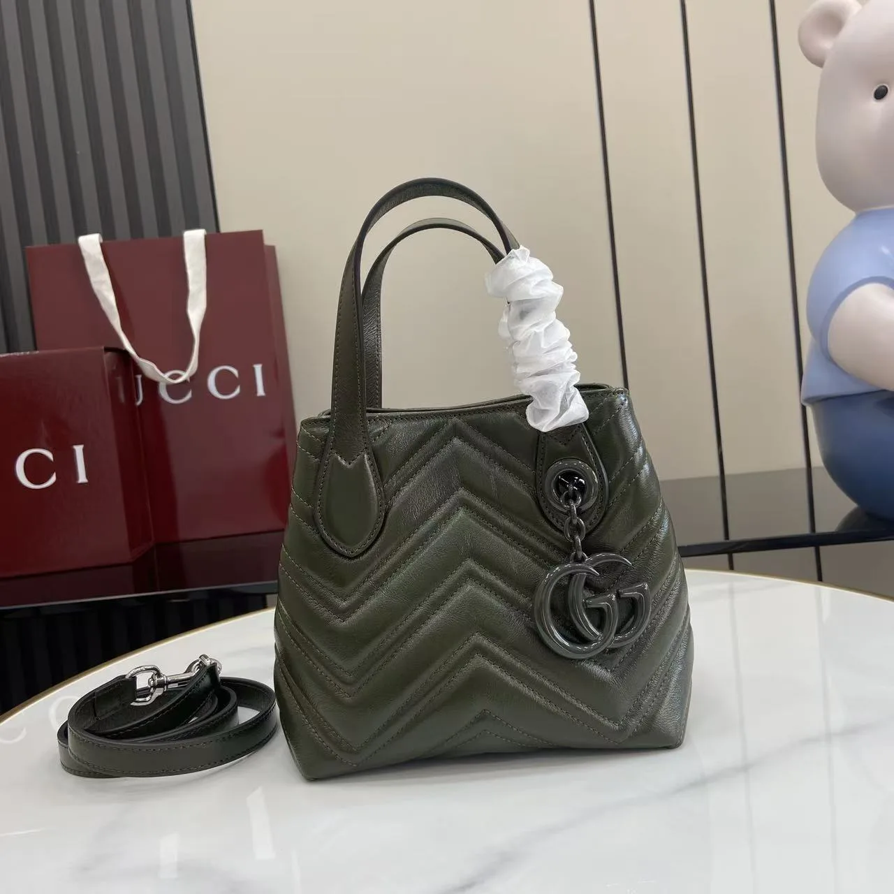 Gucci Green Marmont GG Supreme Canvas Tote Bag product photo from LabelPicks