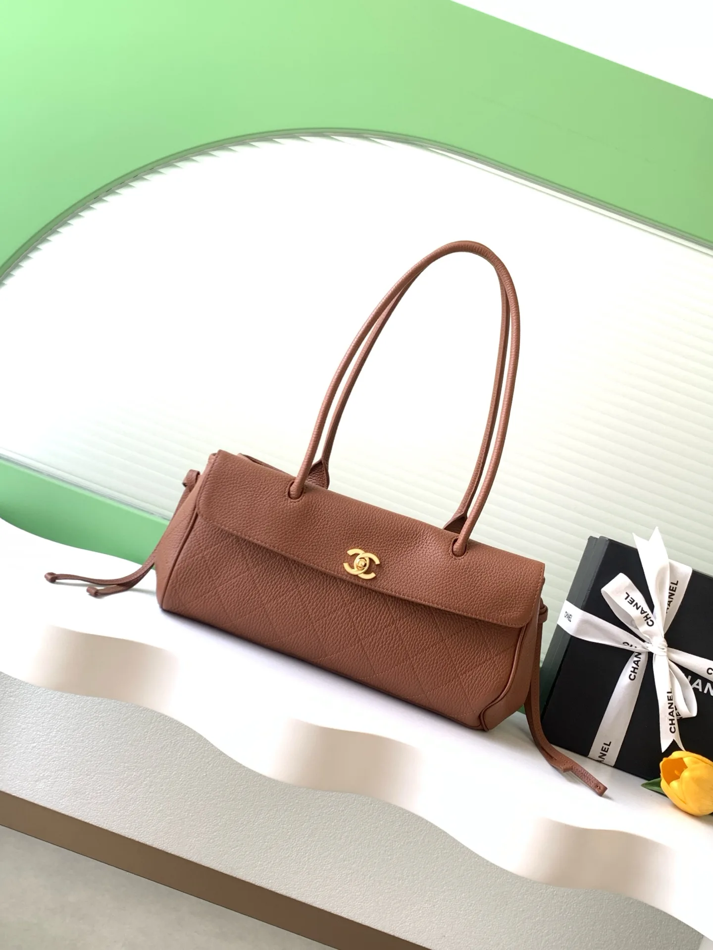 Chanel Gold Grained Leather Top Handle Bag product photo from LabelPicks