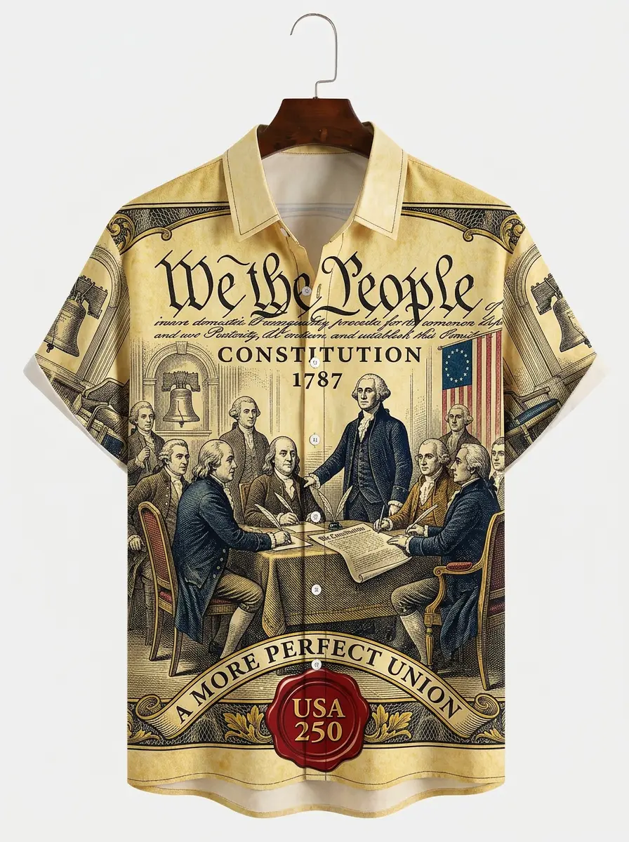 Men's printed shirts, We The People Constitution 1787 USA 250 Hawaiian Shirt