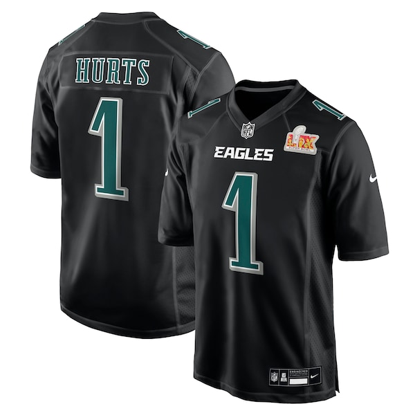 Jalen Hurts Philadelphia Eagles Nike Super Bowl LIX Fashion Game Player Jersey - Carbon Black