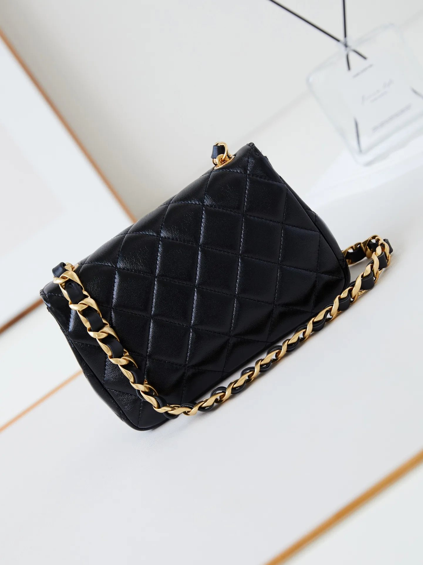 Chanel Classic Flap Black Woven Leather Shoulder Bag product photo from LabelPicks