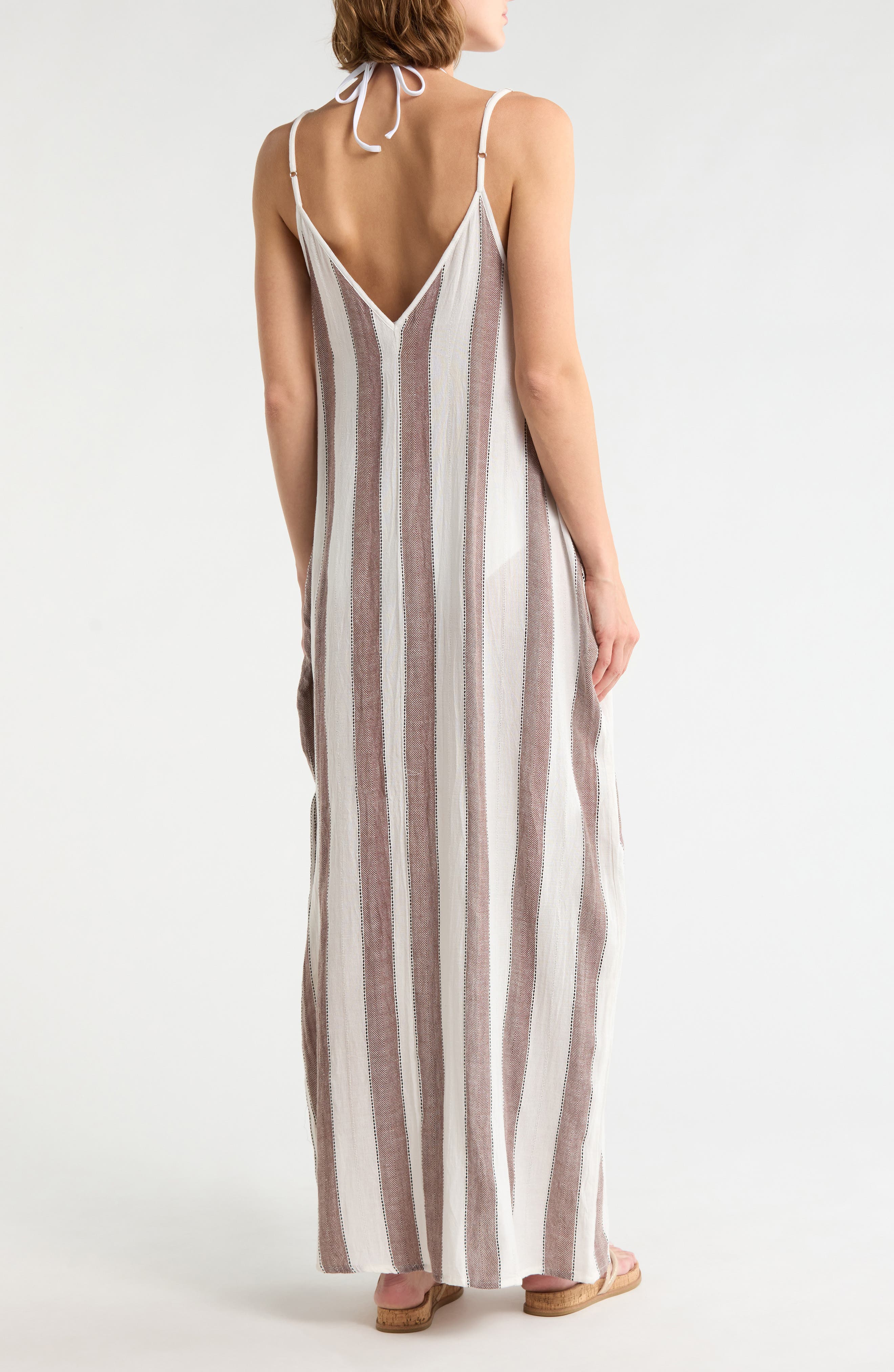 Elan Stripe Cotton Cover-Up Maxi Dress