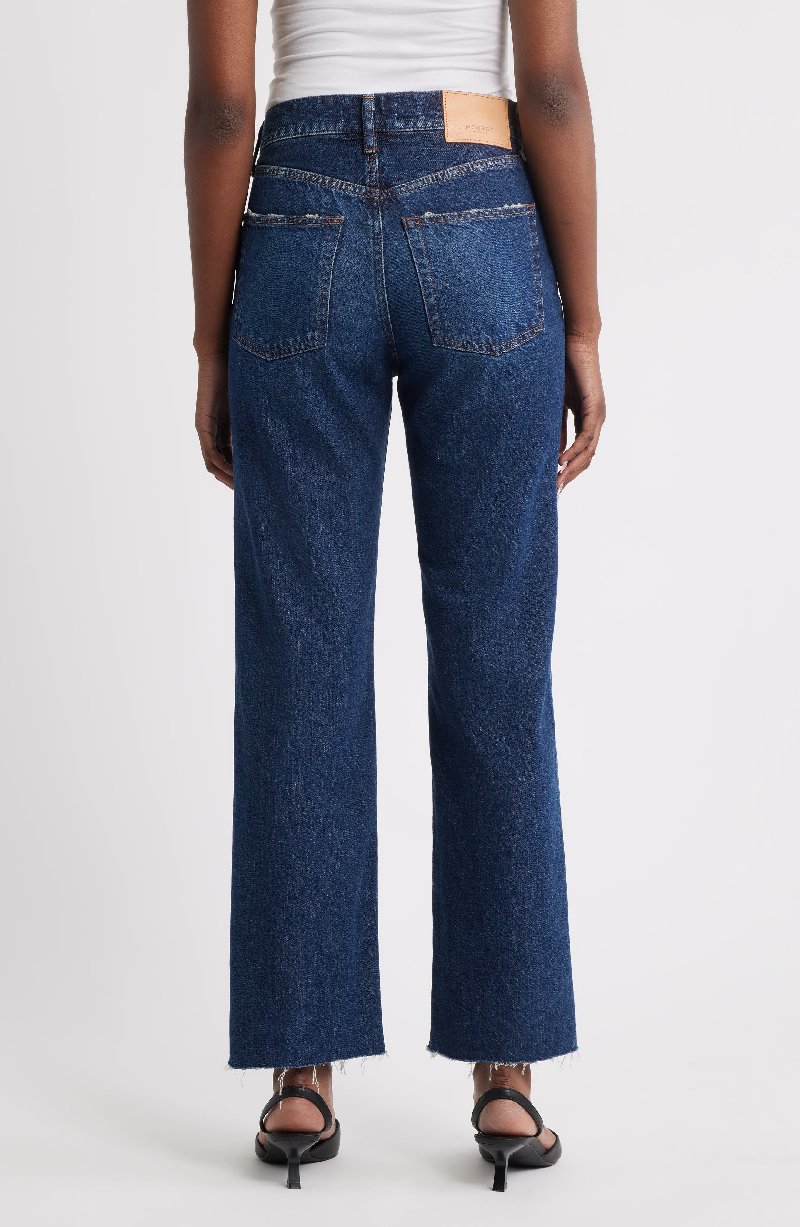 MOUSSY VINTAGE Medley Distressed Raw Hem Ankle Straight Leg Jeans