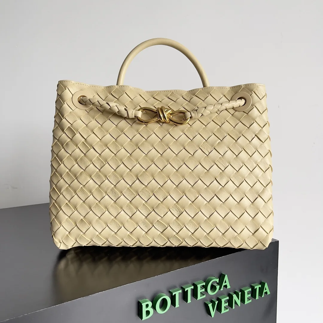 Bottega Veneta Andiamo White Intrecciato Woven Leather Top Handle Bag product photo from LabelPicks