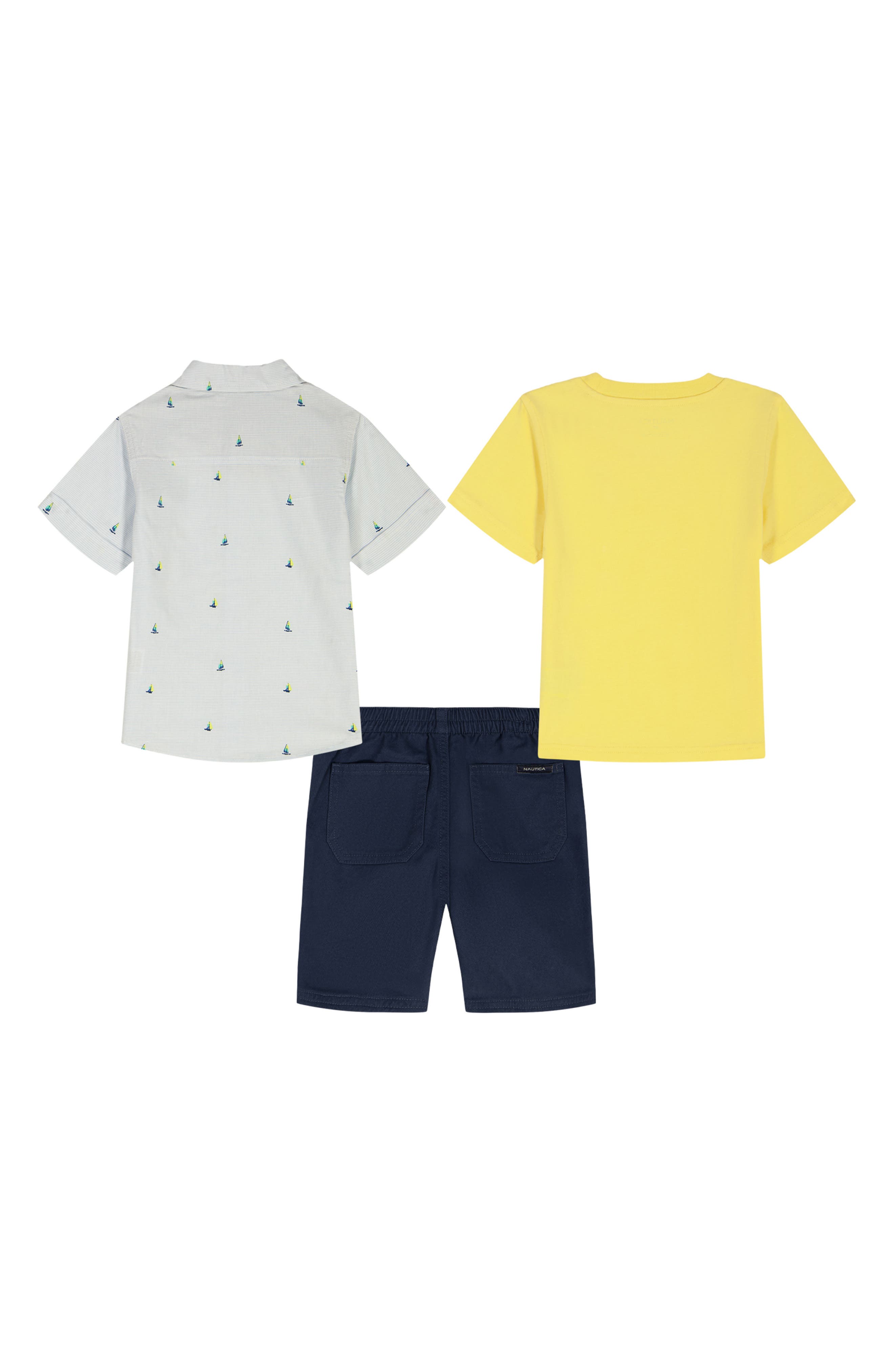 Nautica Kids' Short Sleeve Button-Up Shirt, T-Shirt & Shorts Set