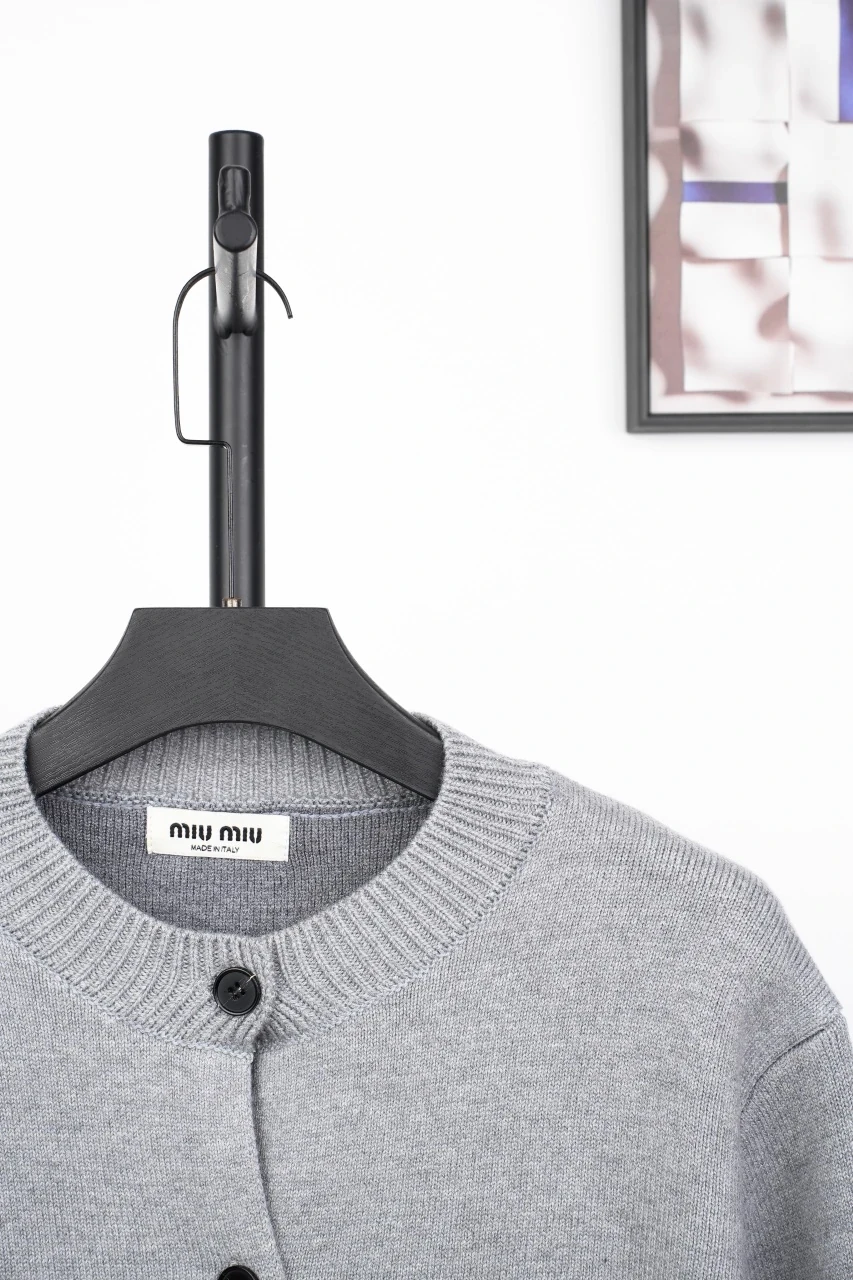Miu Miu Muted Grey Logo Knit Jacket product photo from LabelPicks