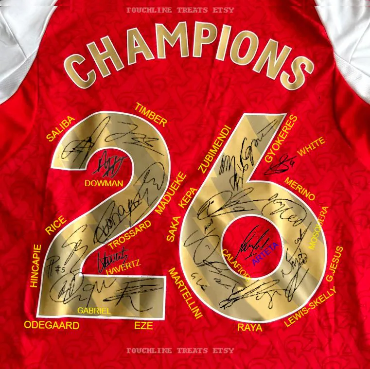 Arsenal FULL 2025 SIGNED Champions Team Squad Signature Jersey/Shirt + COA 25/26