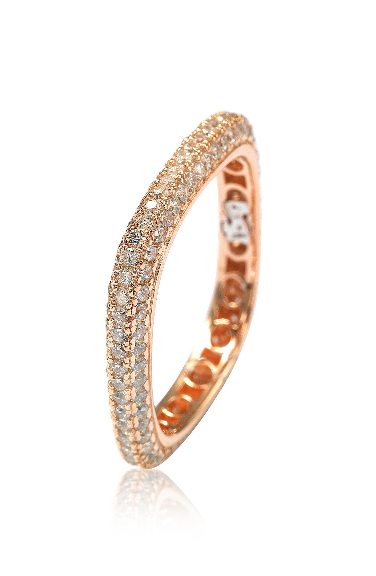 SUZY LEVIAN 14K Rose Gold Plated Sterling Silver Square Stackable Eternity Band Ring