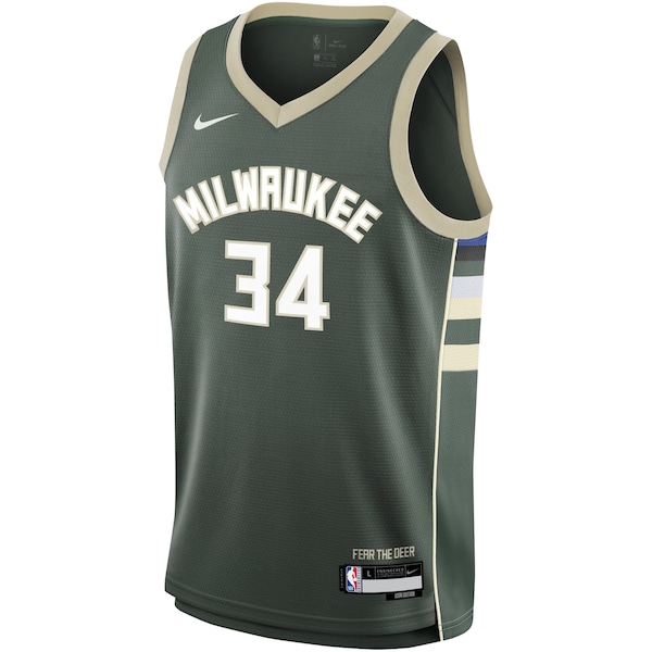 Giannis Antetokounmpo Milwaukee Bucks Nike Youth Swingman Jersey - Icon Edition - Hunter Green