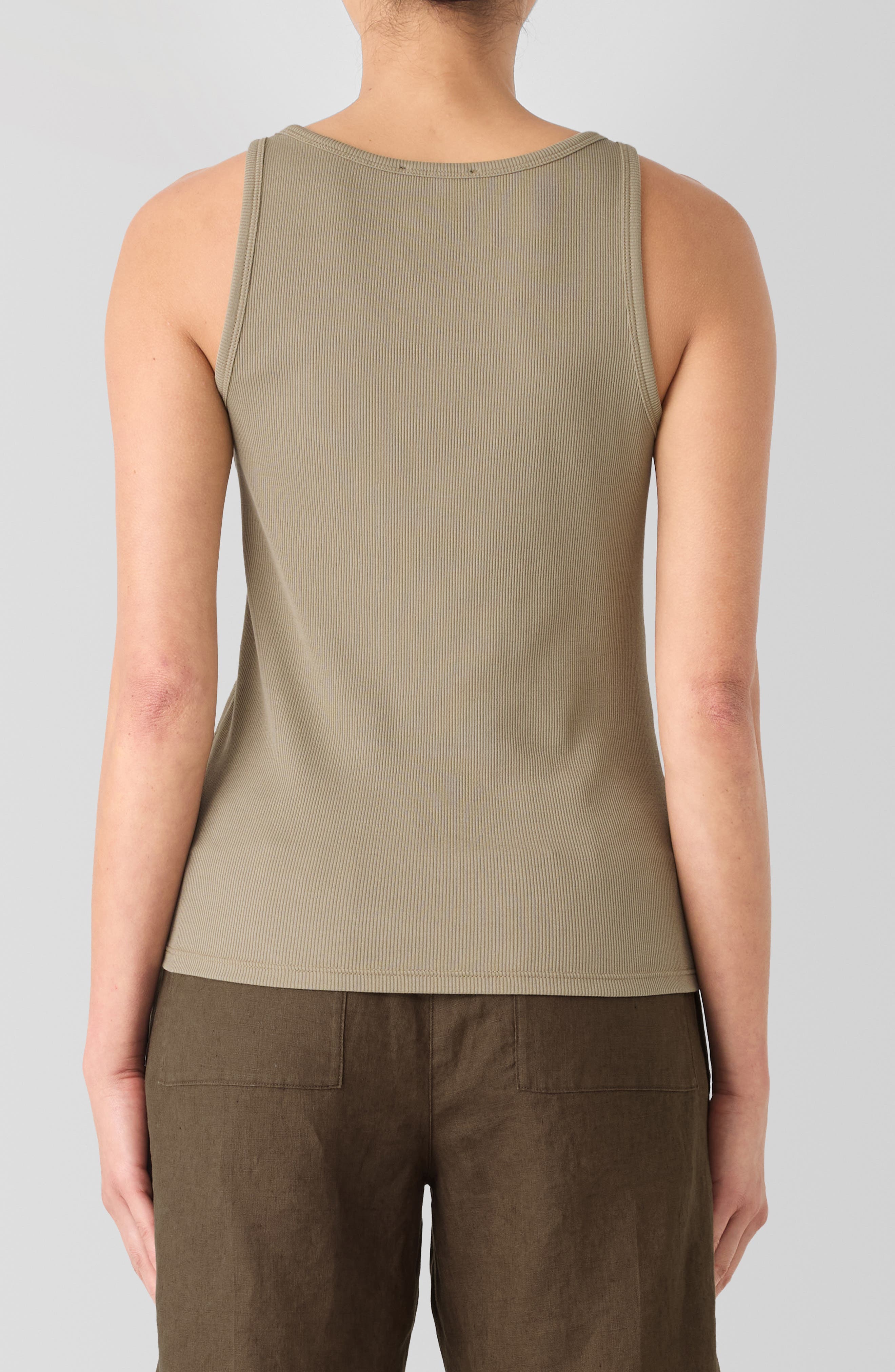 Eileen Fisher Slim Fit Scoop Neck Stretch Cotton Tank