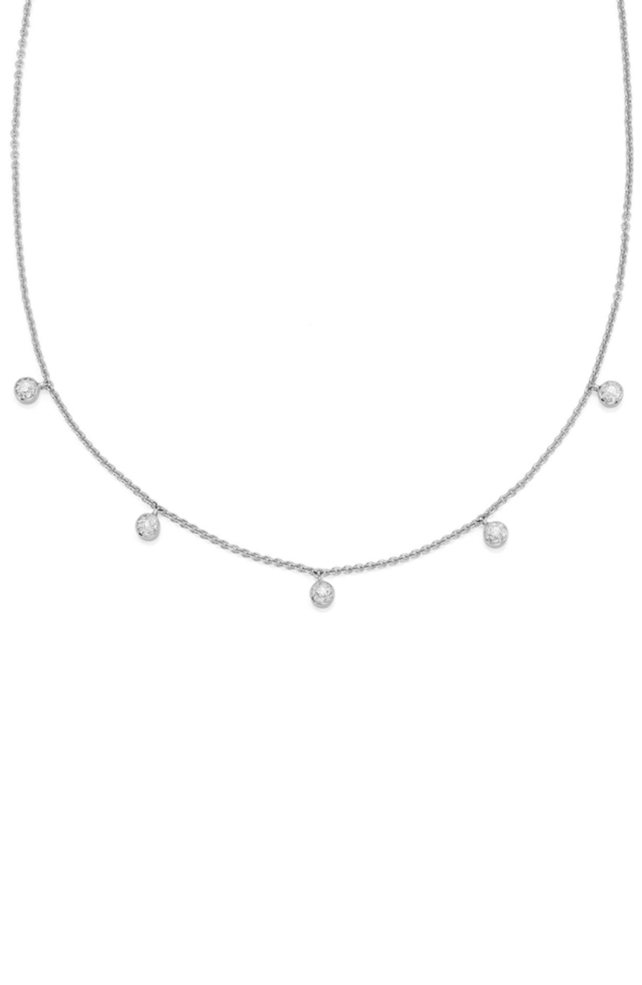 Monica Vinader Fiji Tiny Button Diamond Slider Necklace