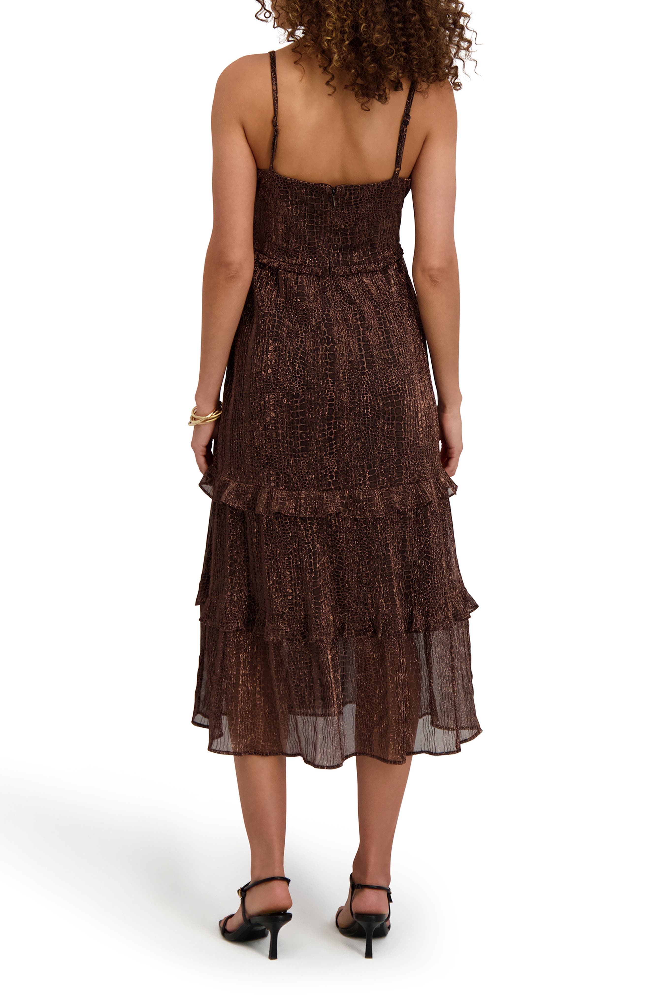 Kensie Shimmer Tiered Midi Dress