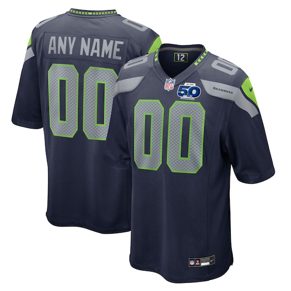 Seattle Seahawks Nike 50th Season Team Custom Game Jersey - College Navy/Royal