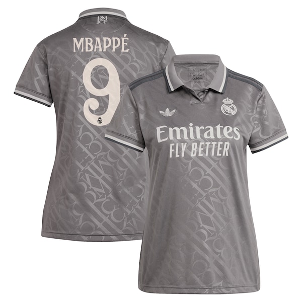 Kylian Mbappé Los Merengues adidas Originals Women's 2024/25 Third Replica Player Jersey - Charcoal