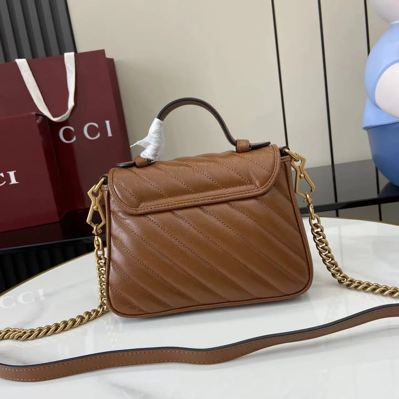 Gucci Brown Marmont GG Supreme Canvas Top Handle Bag product photo from LabelPicks