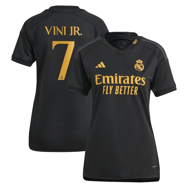 Vini Jr. Los Merengues adidas Women's 2023/24 Third Replica Player Jersey - Black