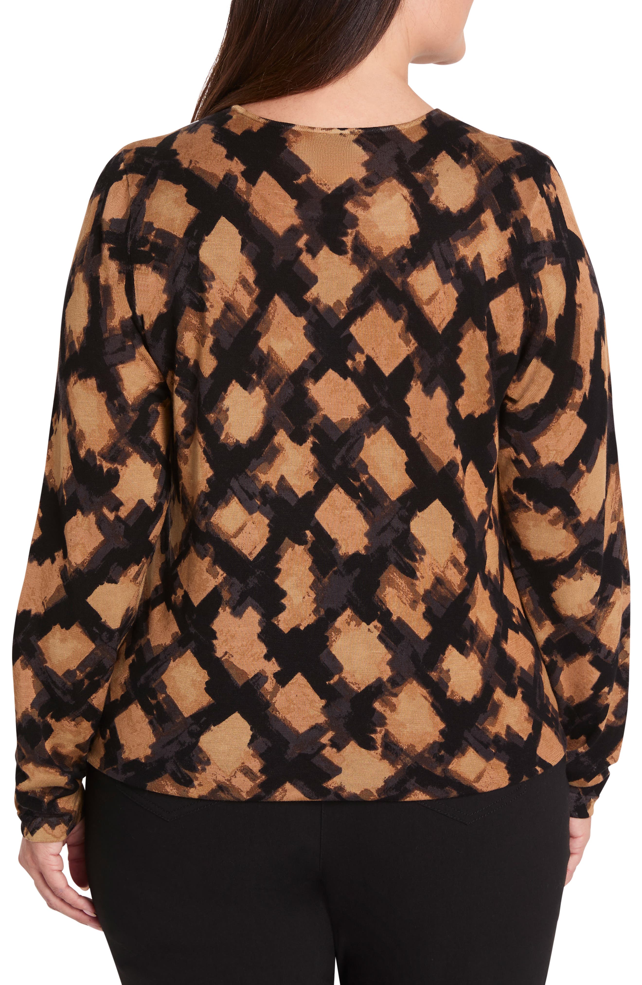 NIC+ZOE Glowy Check Cotton Blend Sweater