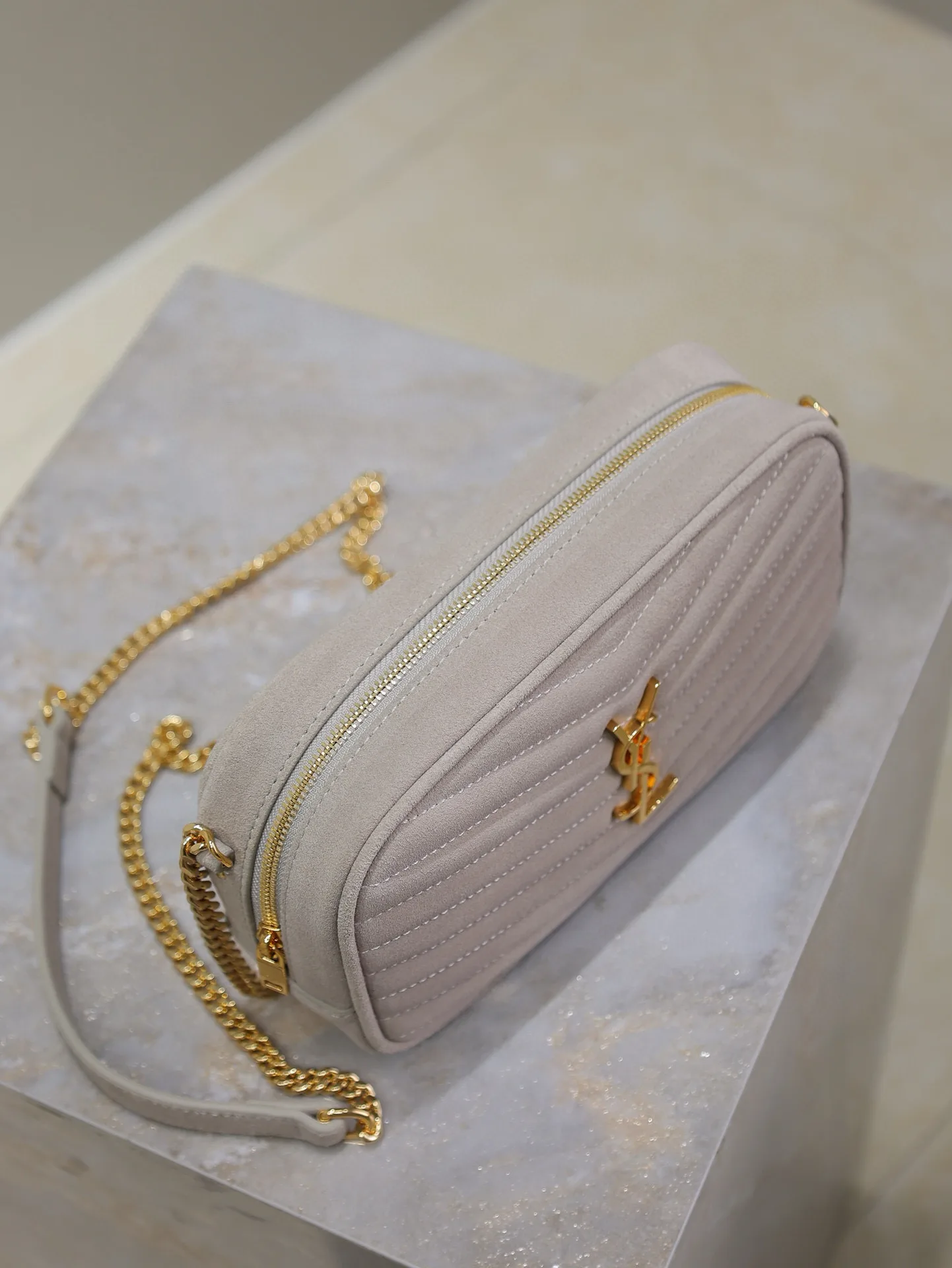 Saint Laurent Grey Suede Leather Crossbody Bag product photo from LabelPicks