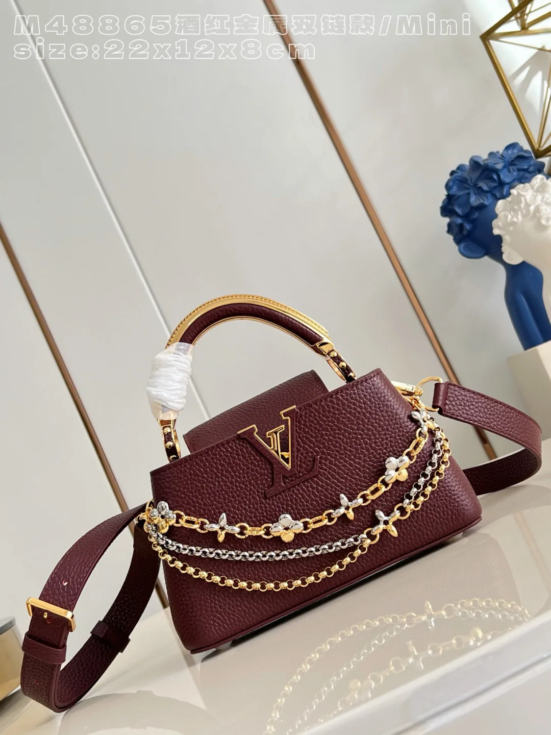 Louis Vuitton Capucines Burgundy Calfskin Crossbody Bag product photo from LabelPicks