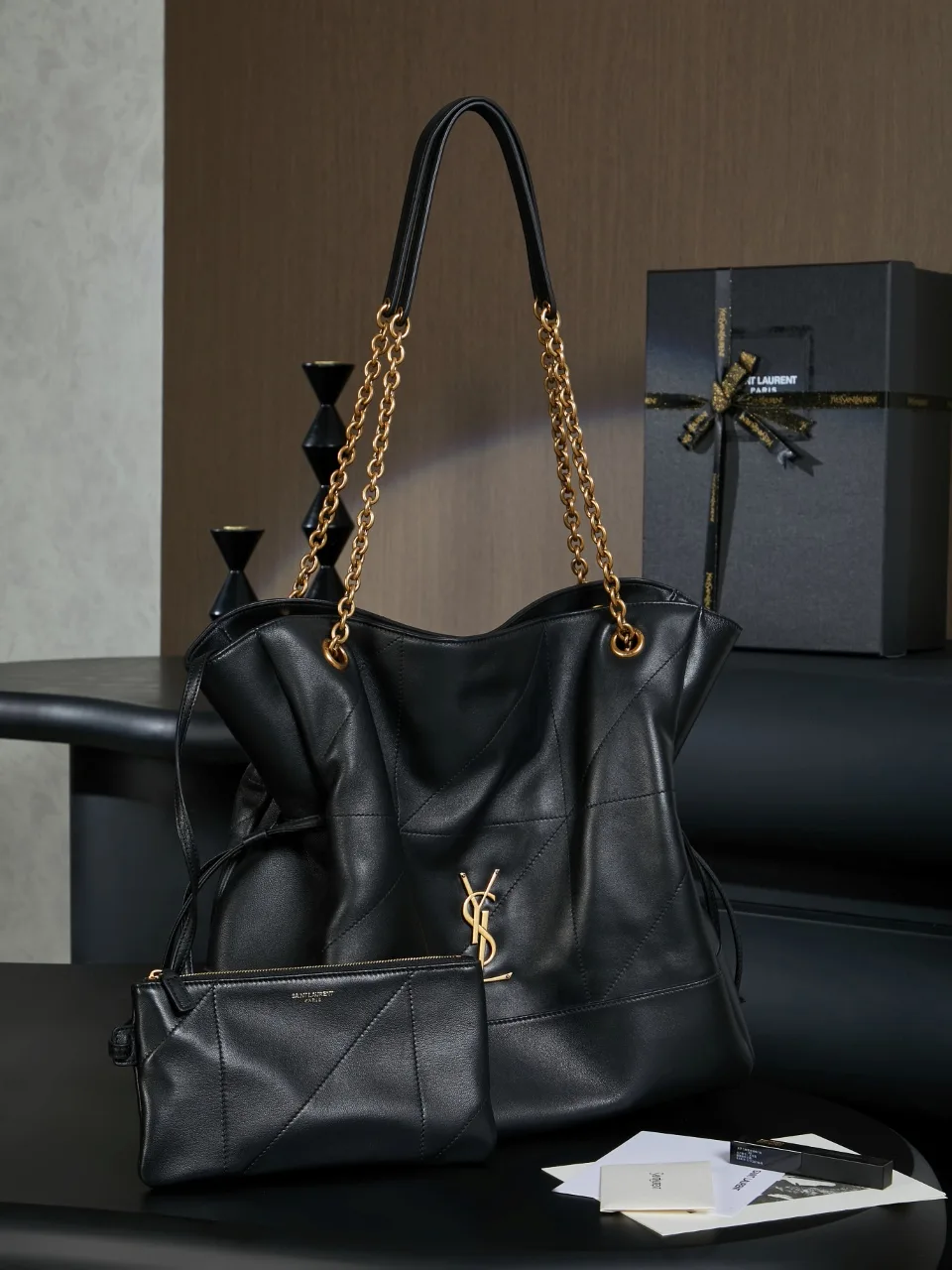 Saint Laurent Black Jamie Lambskin Tote Bag product photo from LabelPicks